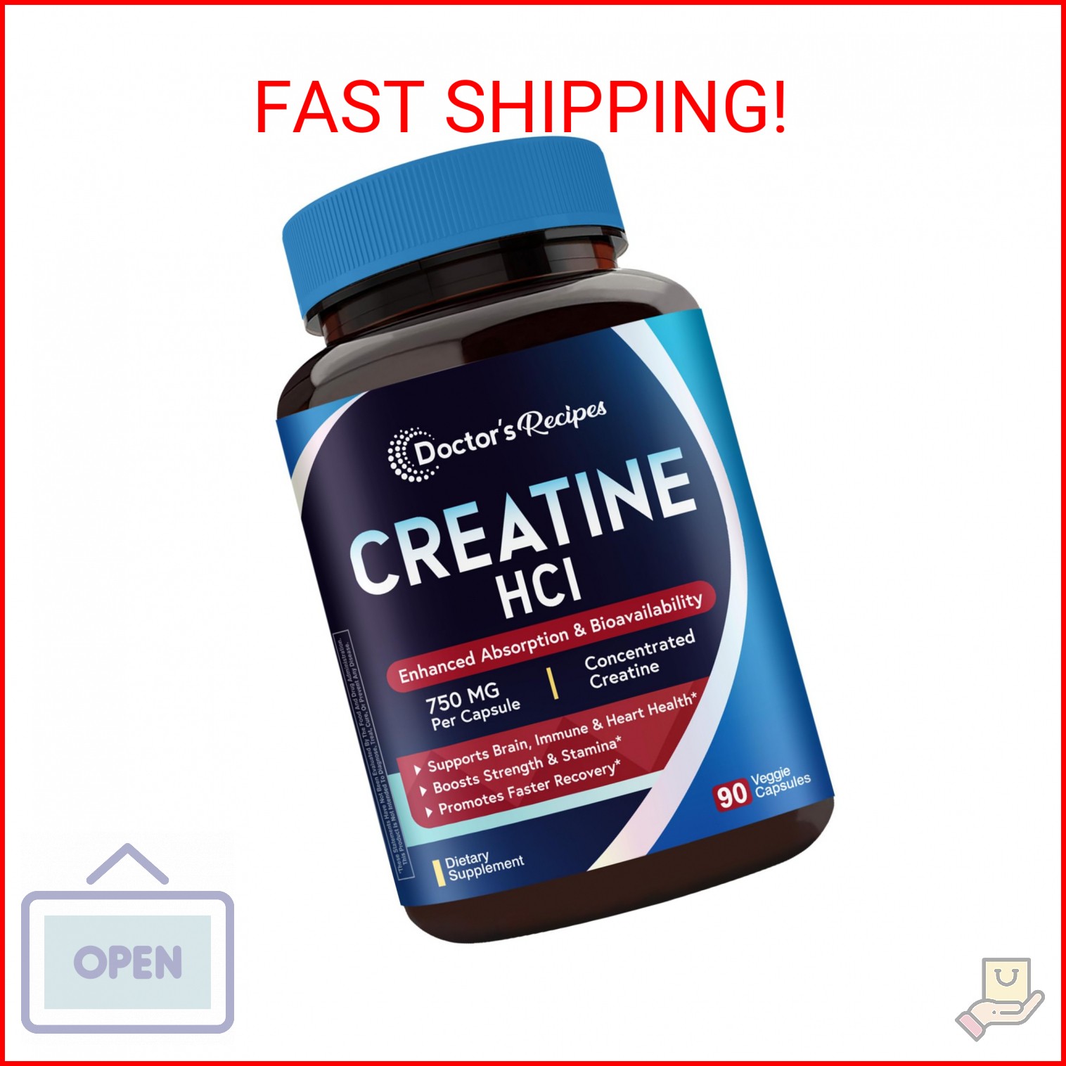 Doctor’s Recipes Creatine HCl Capsules, 750 mg, Creatine Hydrochloride for Women