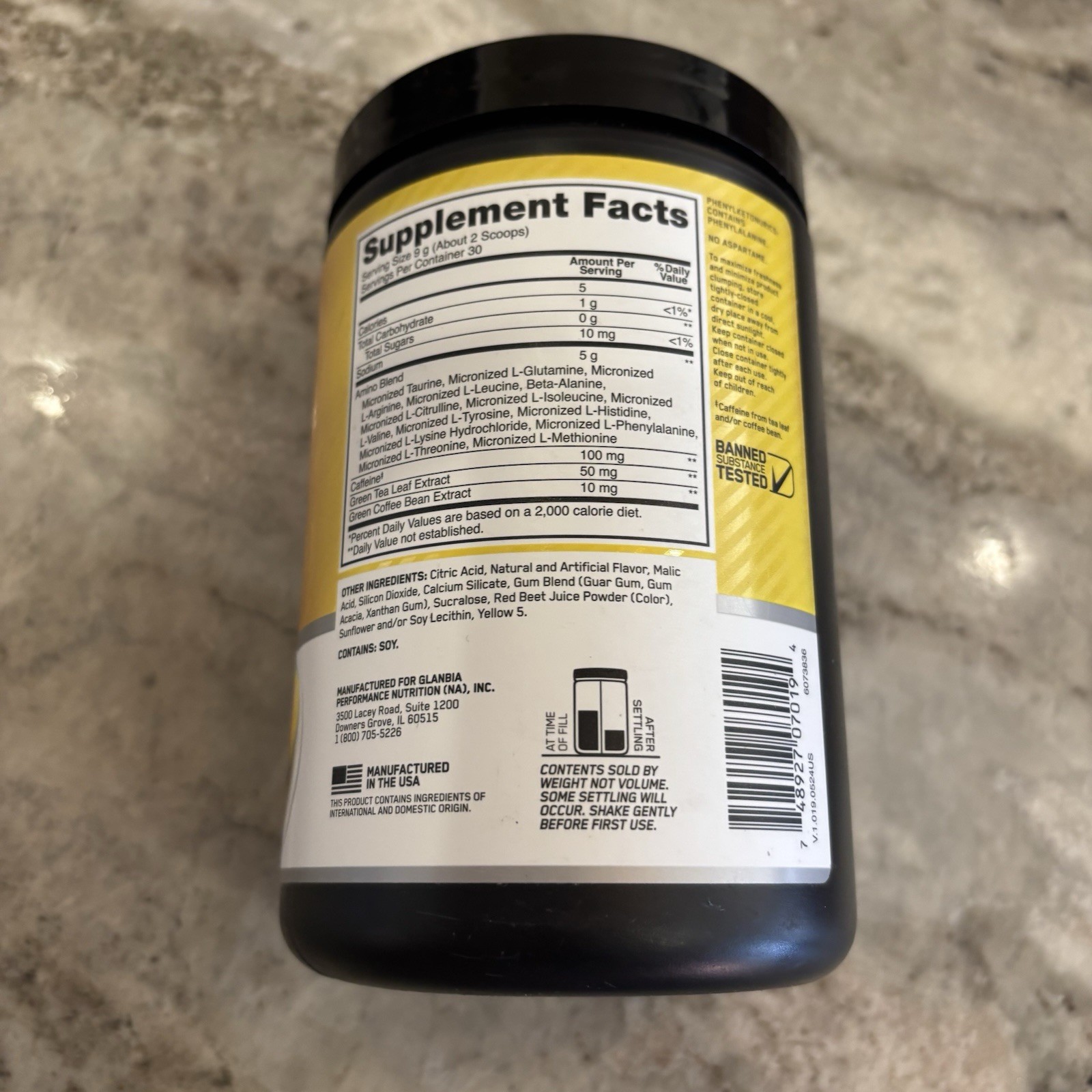 Optimum Nutrition Essential AMIN.O. Energy Rainbow Sherbet 30 SERV 270g EX 9/27