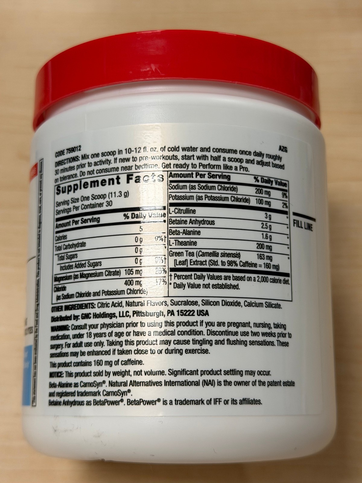 GNC Pro Pre Workout for Men & Women Blue Raspberry, 30 Servings (EXP 07/27)