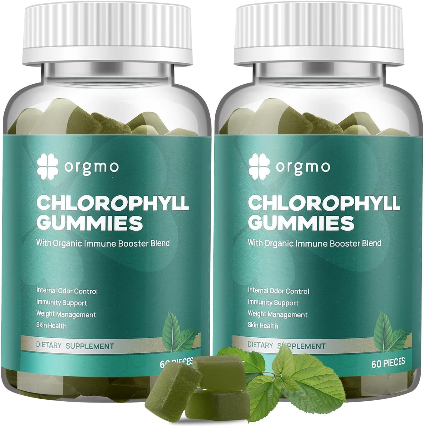Chlorophyll Gummies for Body Odor Deodorant 2 Pack, Sugar Free Vitamins D…