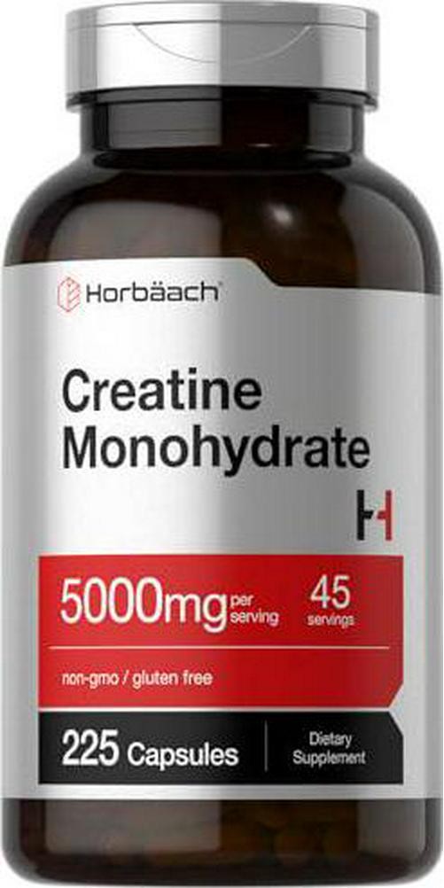 Horbäach Creatine Monohydrate | 5g | 225 Capsules | Non-GMO, Gluten Free