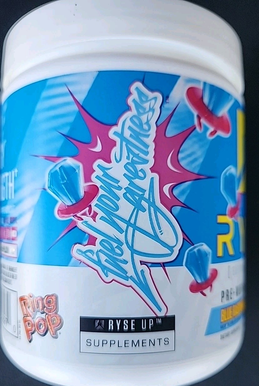 RYSE Pre Workout Powder 25 Servings Blue Raspberry Ring Pop 11.0 oz Exp 08/26