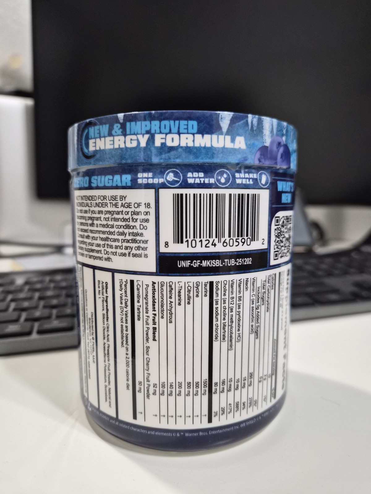 G Fuel Mortal Kombat Ice Shatter 2.0 Blueberry Lemon Energy Formula 40 Servings