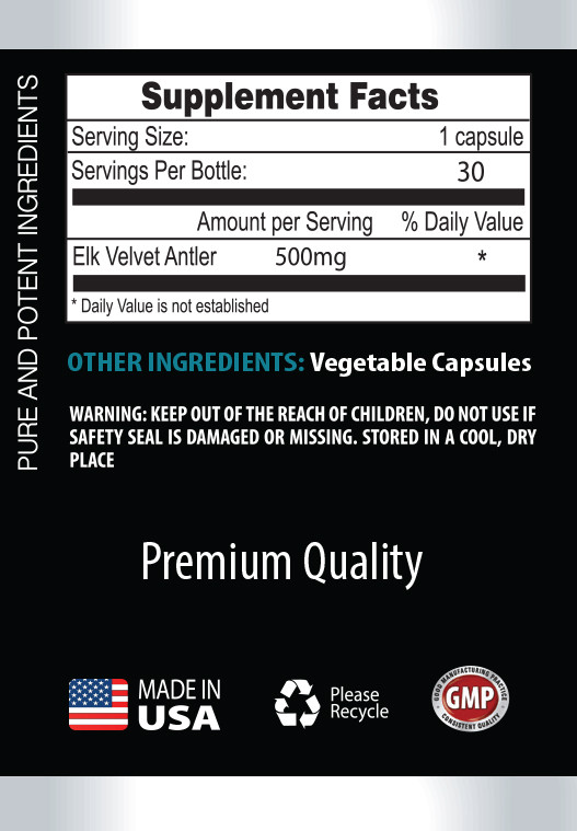 Pure IGF Deer Antler – Elk Velvet Antler 500mg – Drive – 30 Capsules