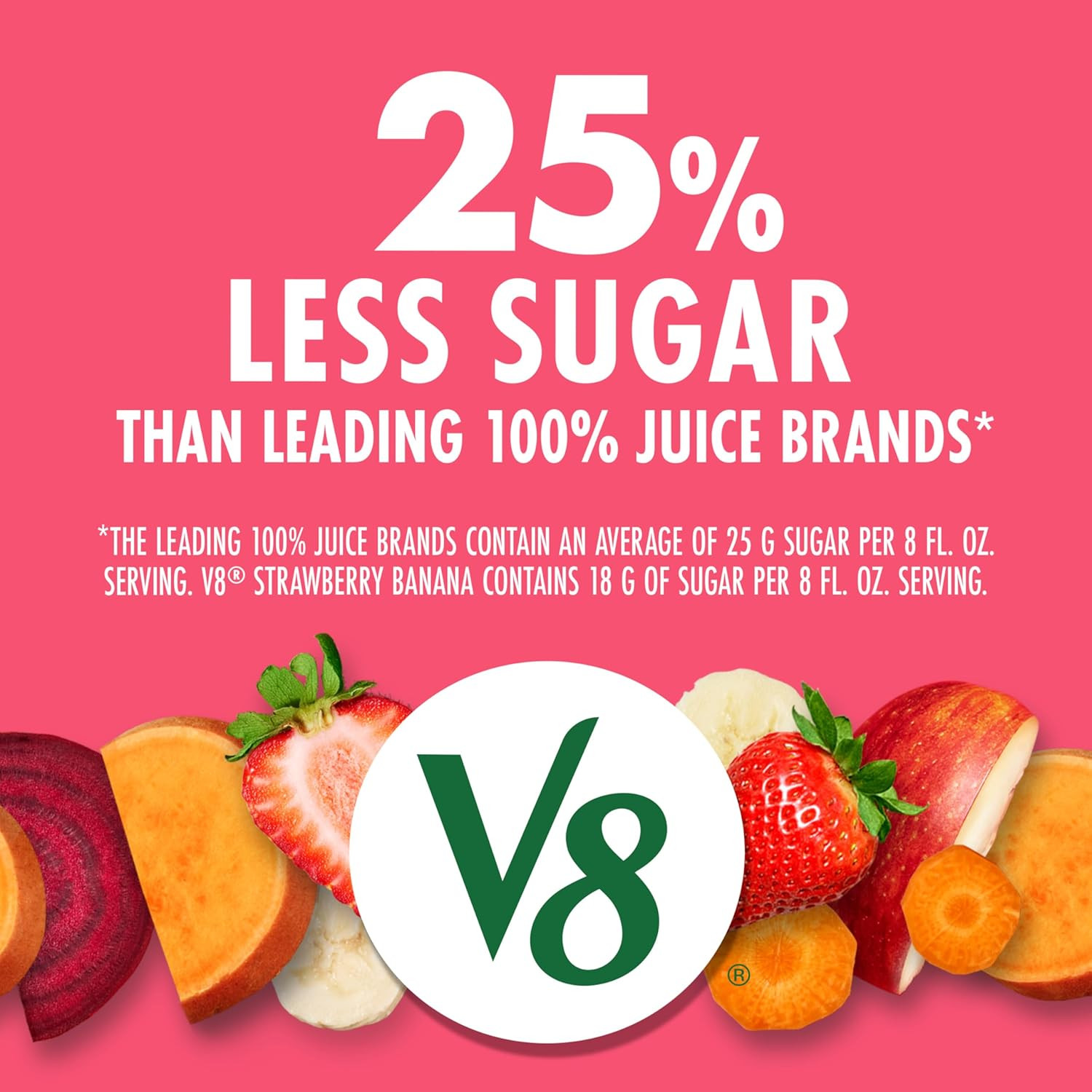 Strawberry Banana 100% Fruit and Vegetable Juice, 8 fl oz Can (6 Pack) (Case of