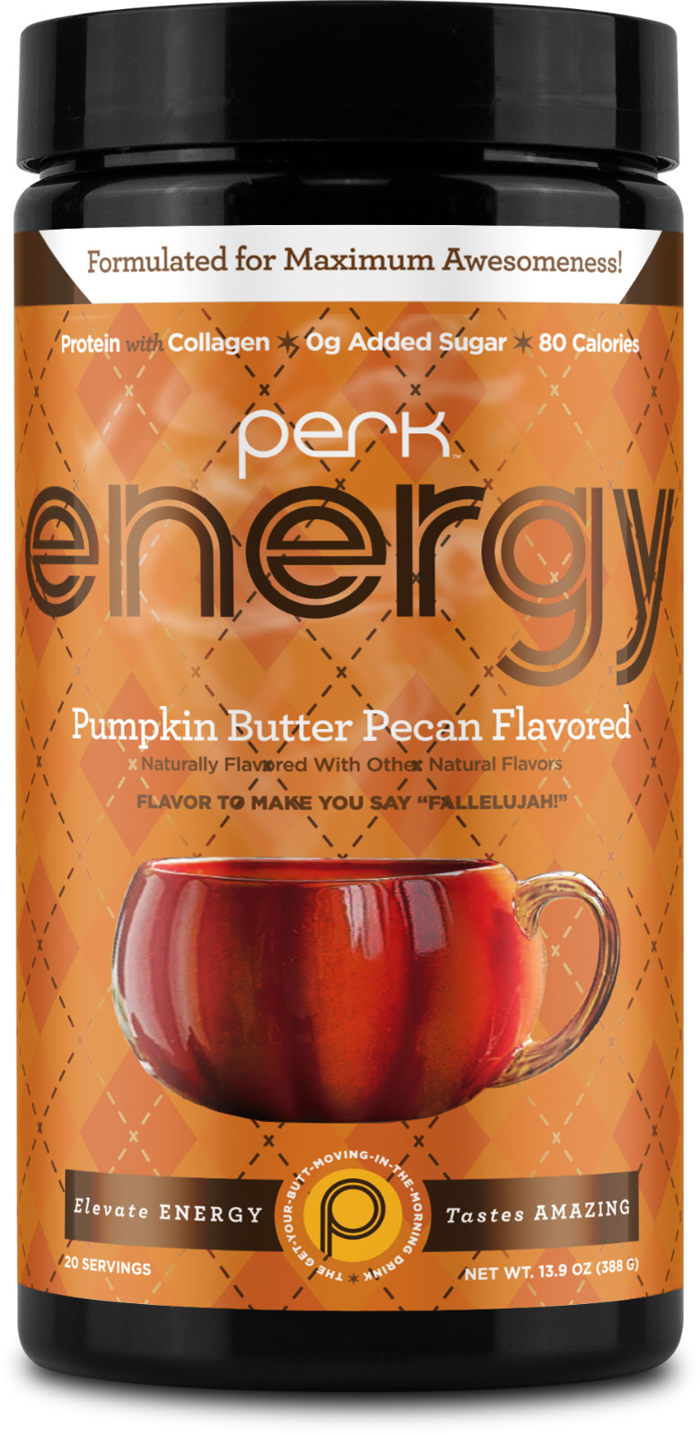 Perk Energy Original Pumpkin Butter Pecan Flavored, 20 Servings – 0g Added Sugar