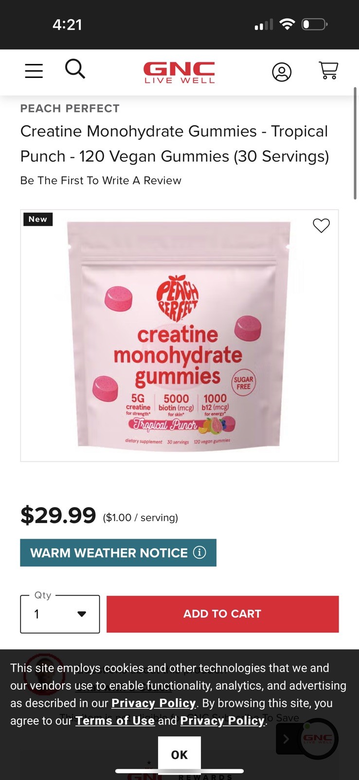 Peach Perfect Creatine Monohydrate Gummies