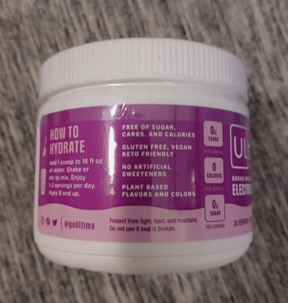 8/26 Ultima Replenisher Daily Electrolyte Powder Drink Mix – Sugar Free – Grape,
