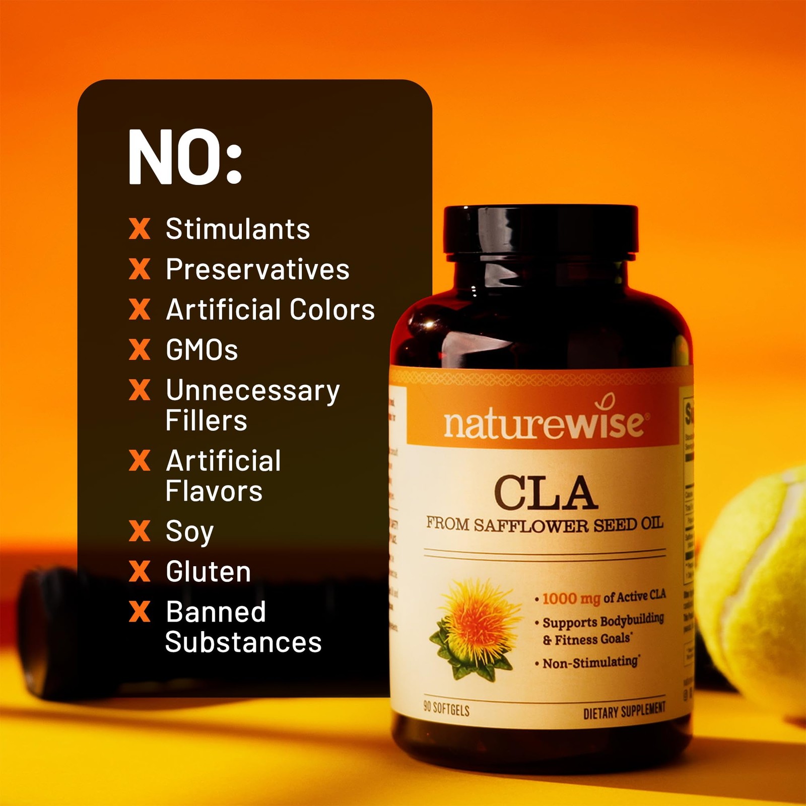 CLA 1250 Conjugated Linoleic Acid Supplement 90 Softgels Non-GMO Gluten Free