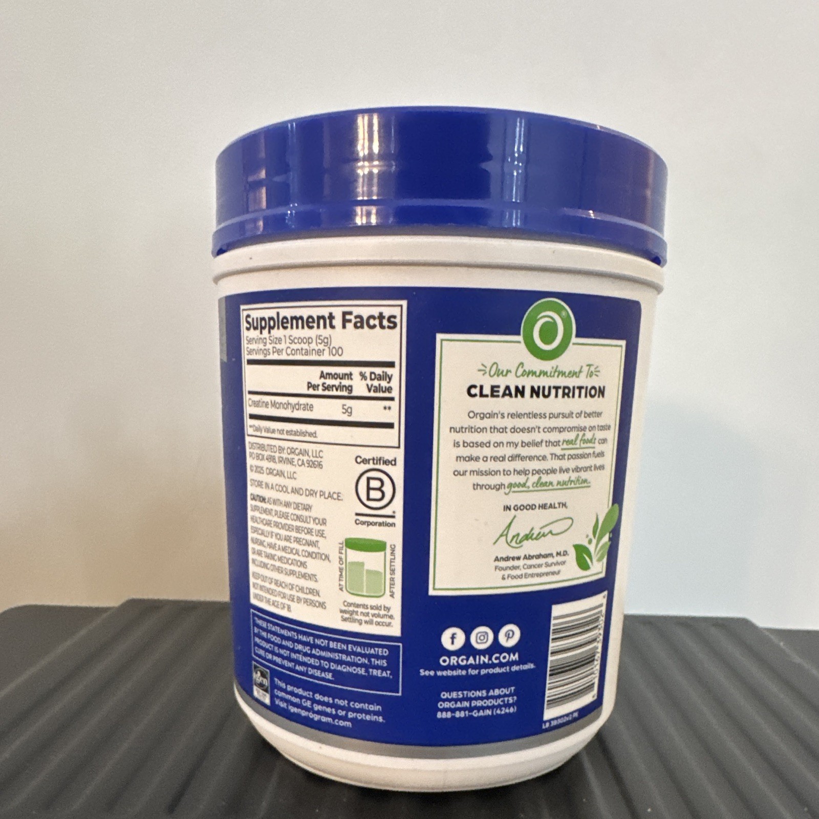Orgain Micronized Creatine Monohydrate Powder Unflavored 500g 100 Serv 10/2027