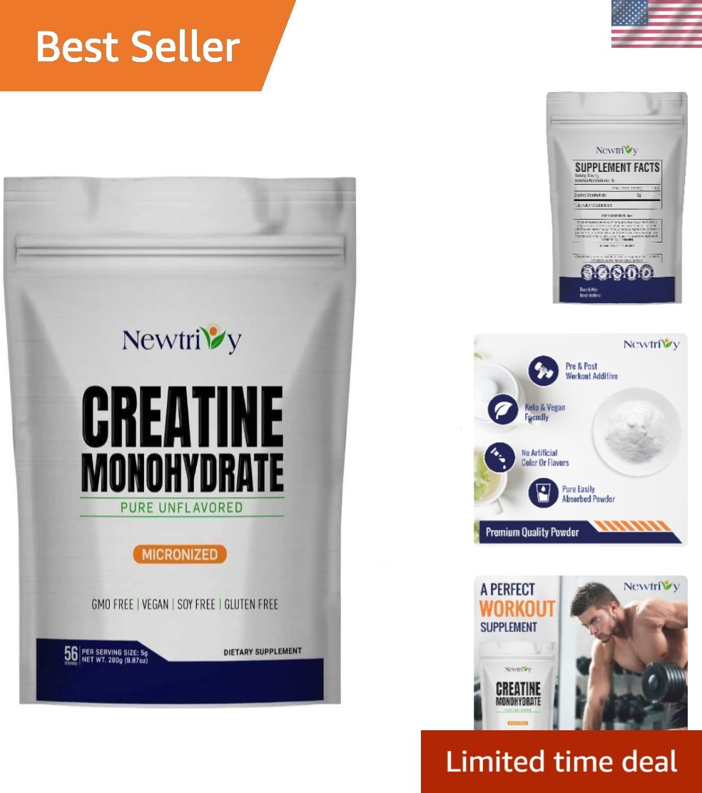 99.9% Pure Micronized Creatine Monohydrate Powder – 280g Unflavored, 56 Servings