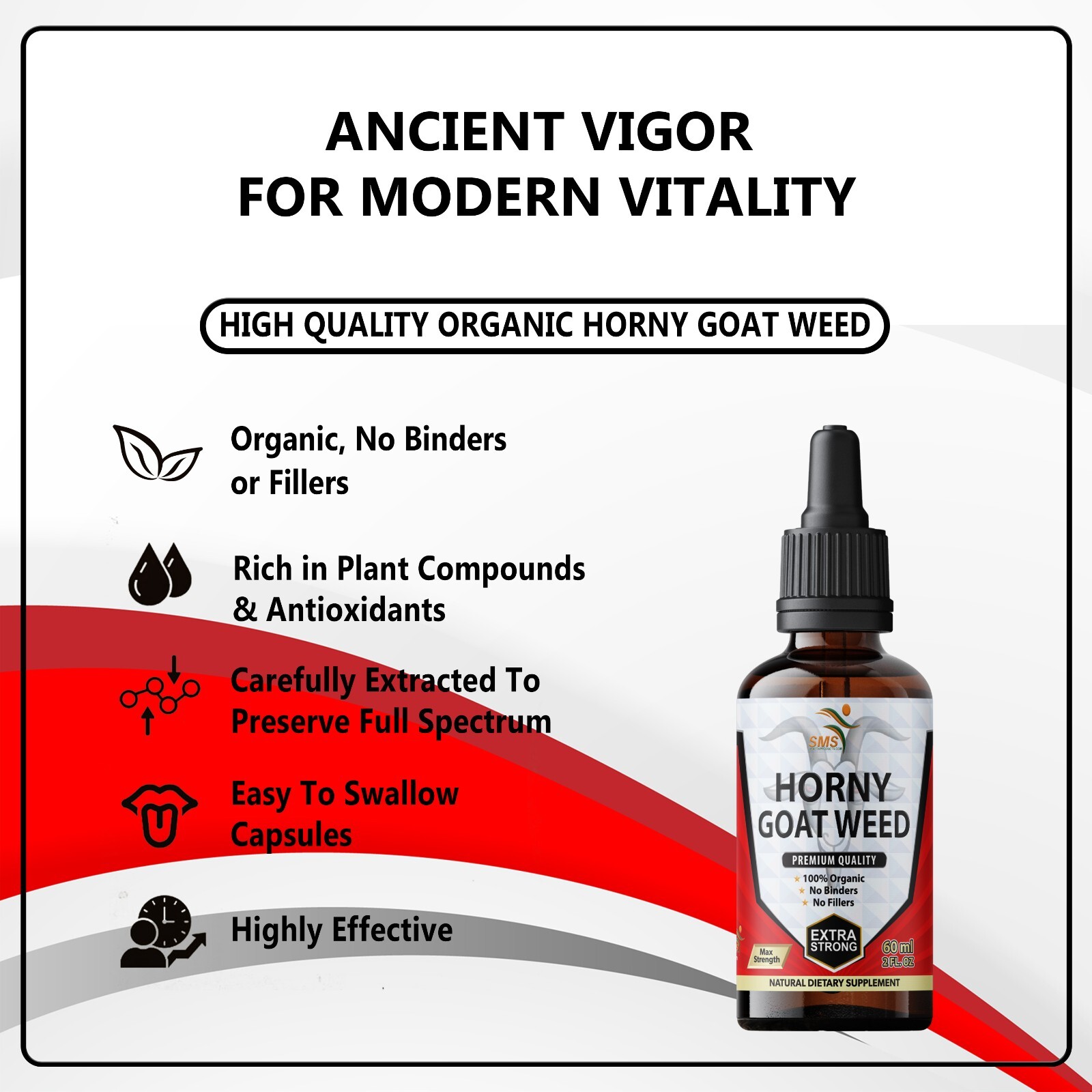 Horny Goat Weed Tincture Herbal Drops Men’s Dietary Supplement 2 Fl Oz By SMS