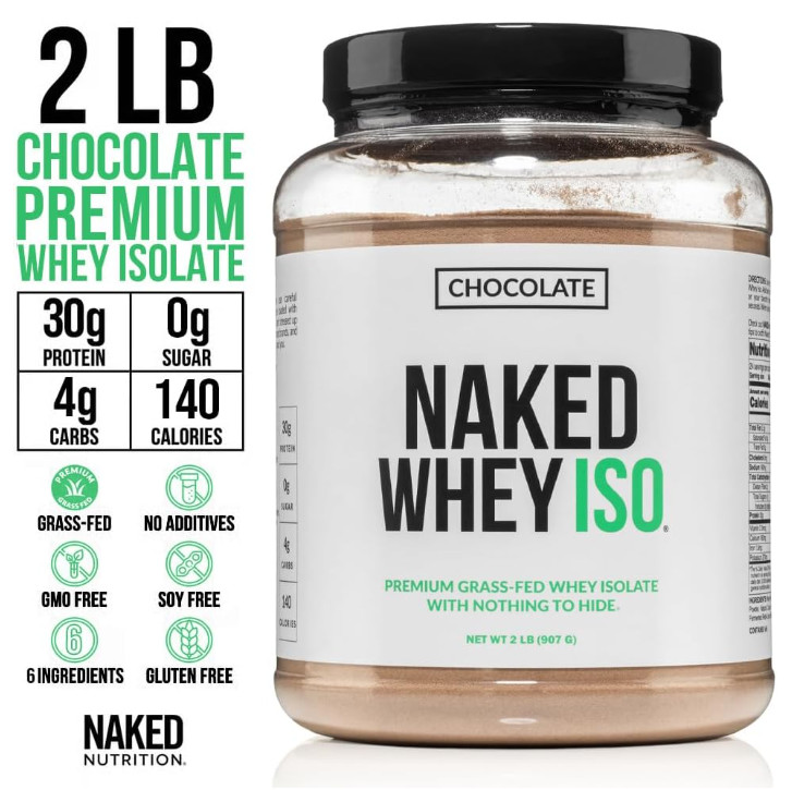 NAKED Chocolate Whey Isolate Protein, Grass-Fed, 24 Servings