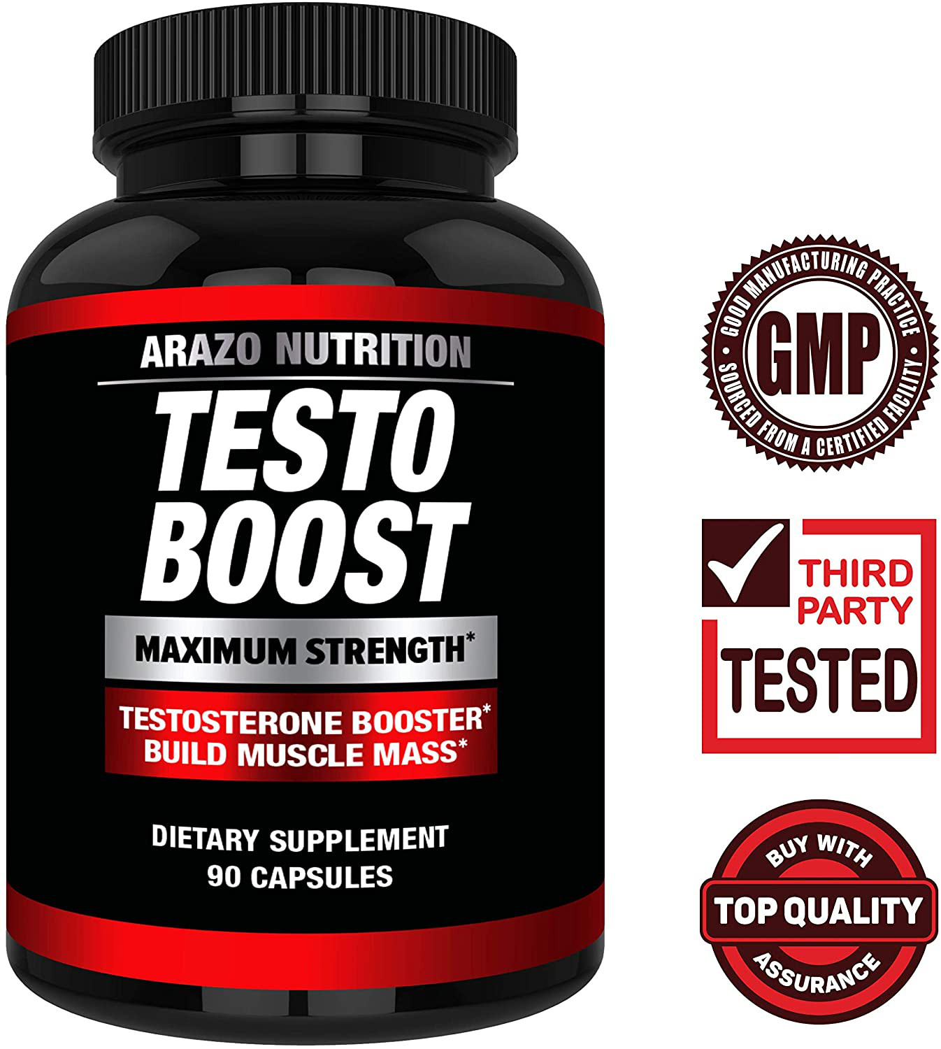 Arazo Nutritioin TestoBoost Dietary Supplement Maximum Strength 90 Capsules
