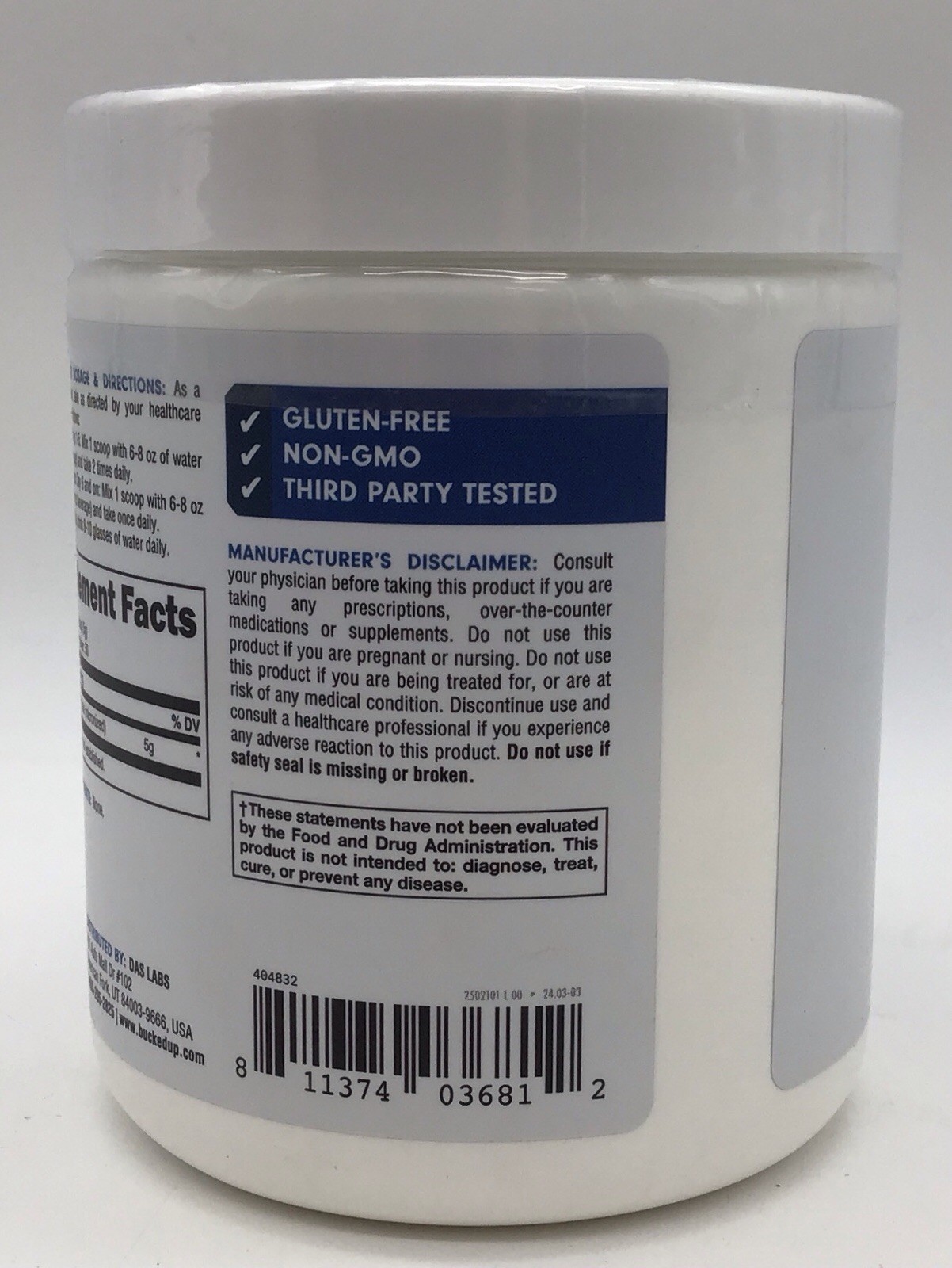 3X BUCKED UP CREATINE MONOHYDRATE UNFLAVORED 50 SERVINGS EACH EXP 07/2028