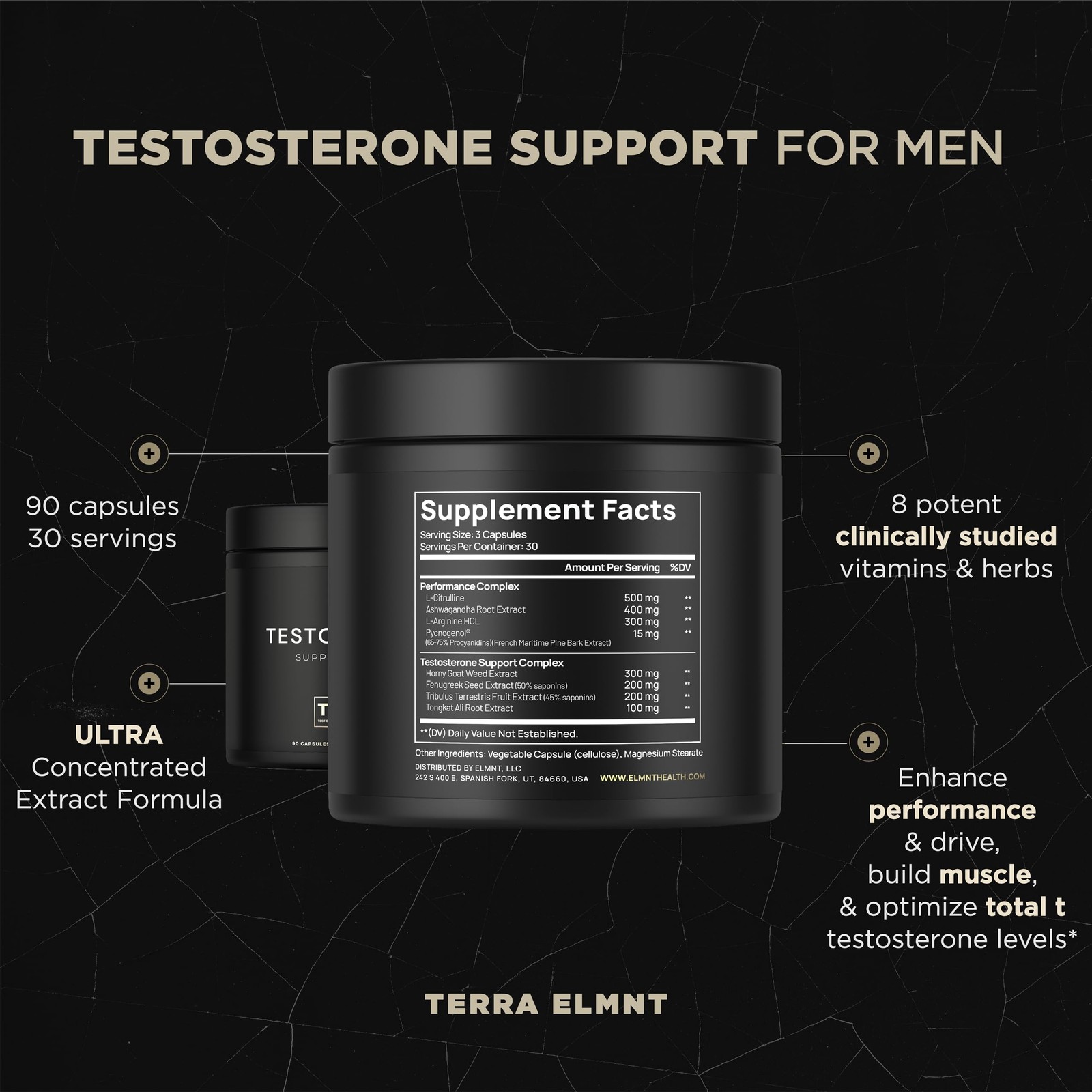 2,015mg Testosterone Booster for Men 8X Strength w. 1 Count (Pack of 90)