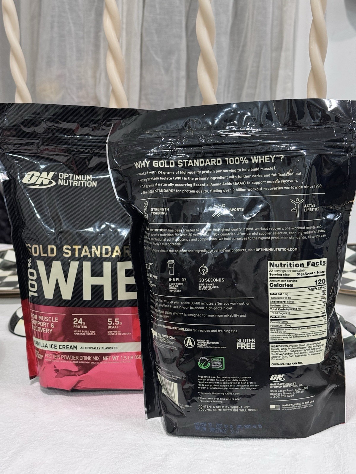 Optimum Nutrition Gold Standard Whey Protein 1.5 LBS Vanilla Ice Cream Exp 2027