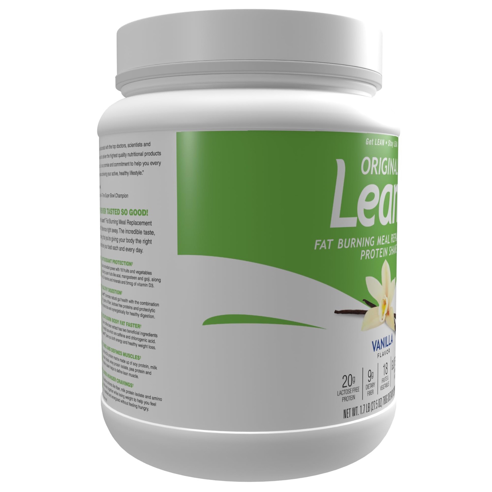 Lean1 Vanilla Meal Replacement Protein Shake Powder 15 Servings Weight Loss