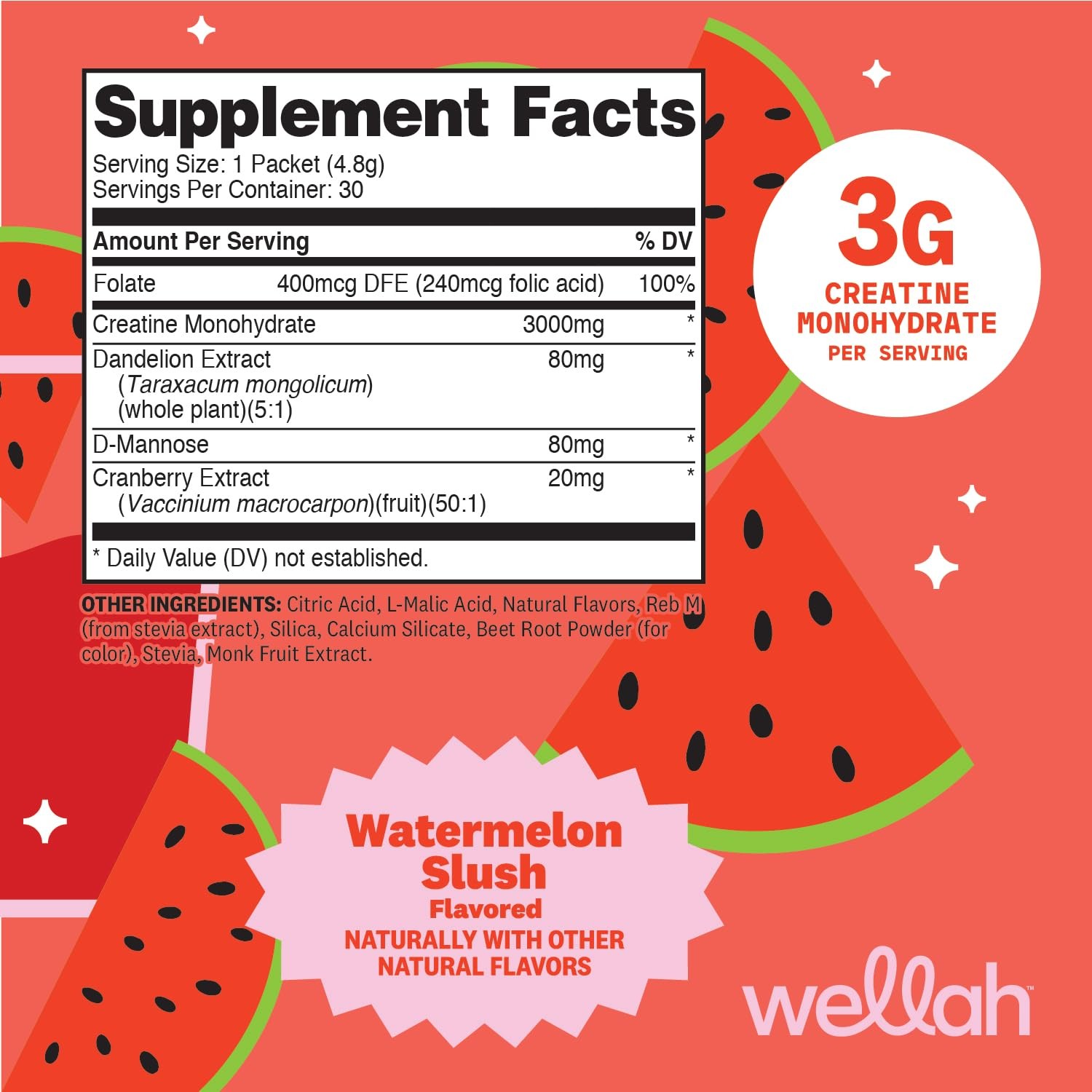Wellah Creatine for Women (Watermelon Slush) 30 Stick 5.6 Ounce (Pack of 1)