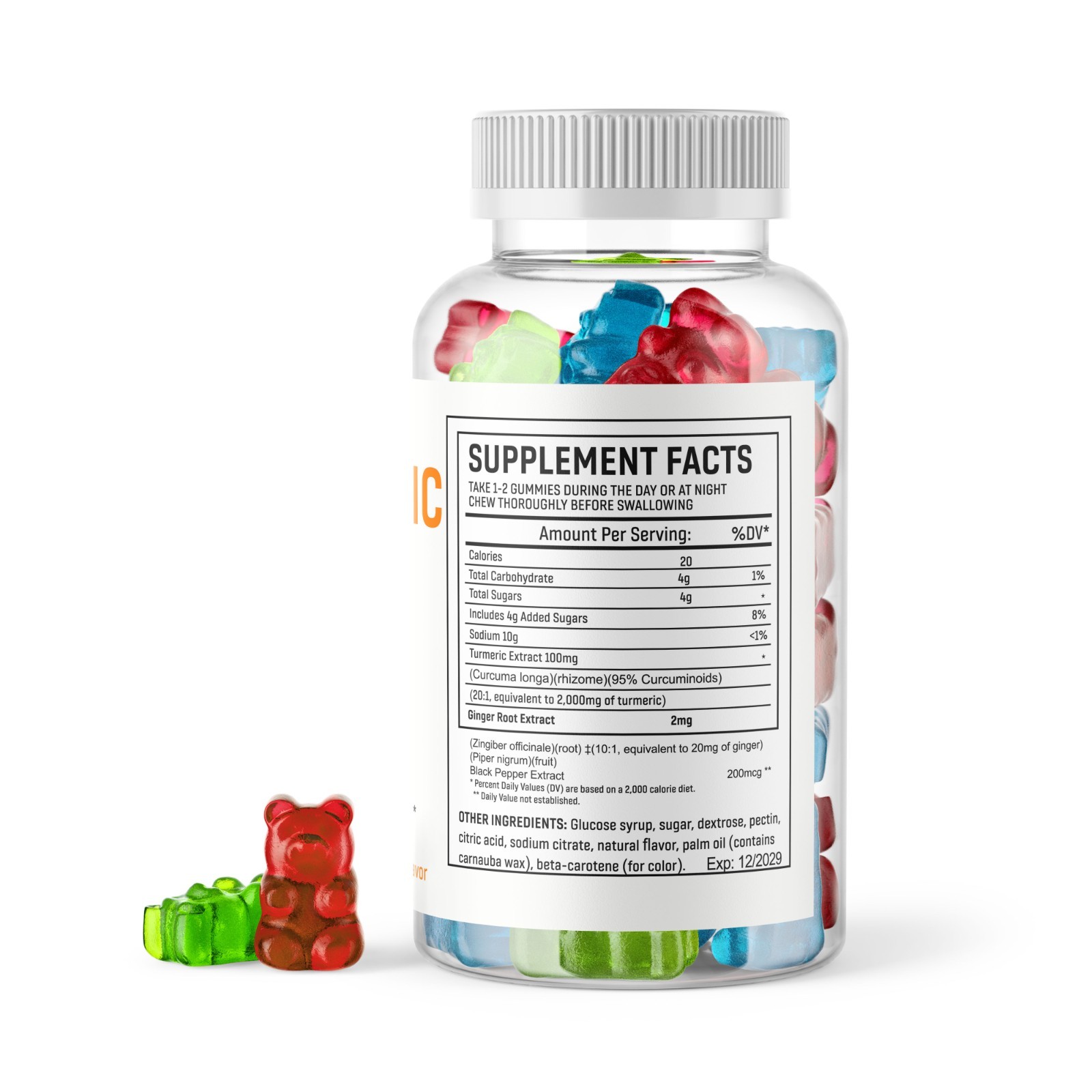 Turmeric Curcumin 2,000mg Gummies 60 Ct Vegan Gluten Free with Ginger Root