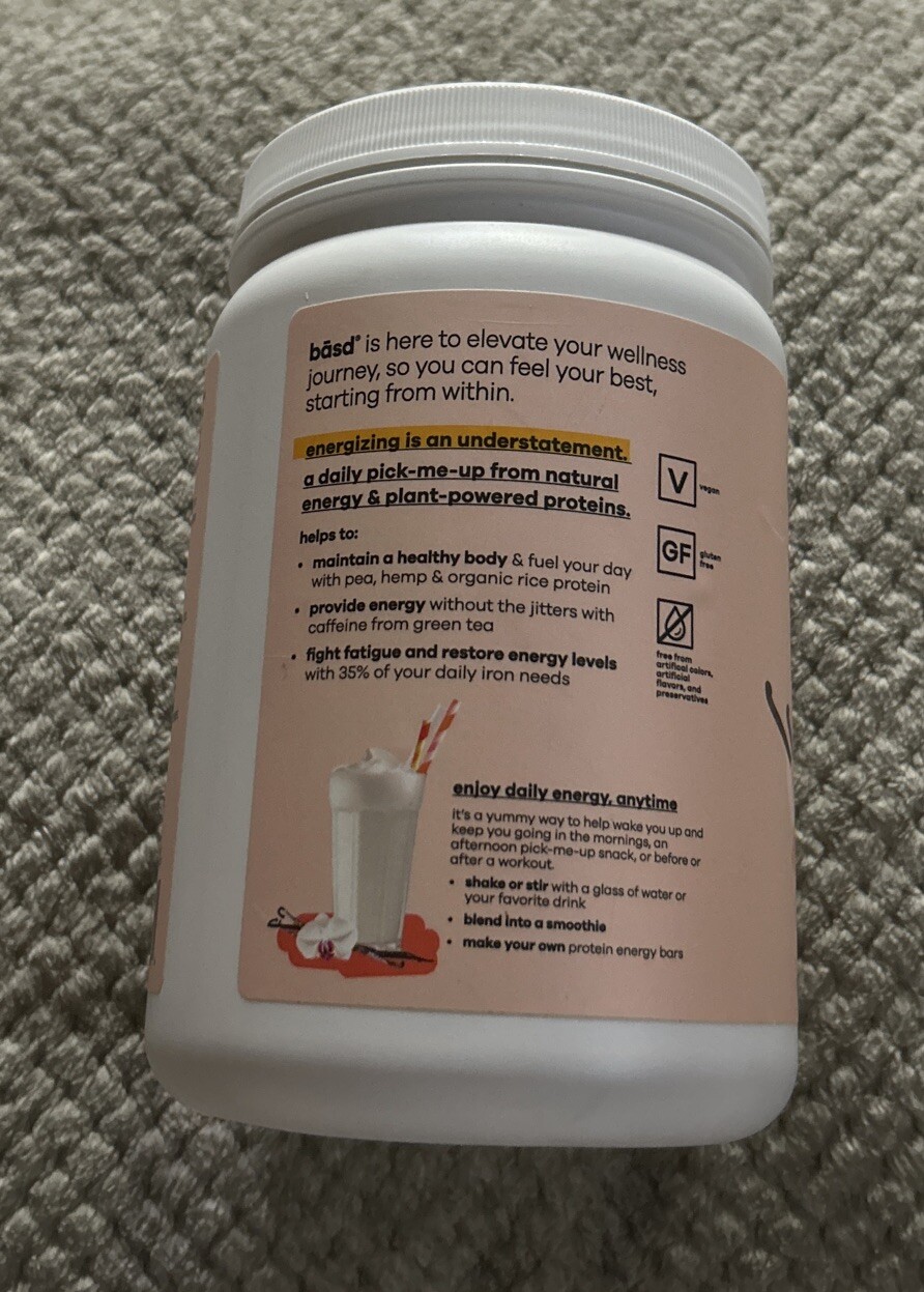 Basd ~ Energizing Protein ~*Creamy Vanilla Shake*~ 20 Servs ~ Sealed ~ Exp.1/26