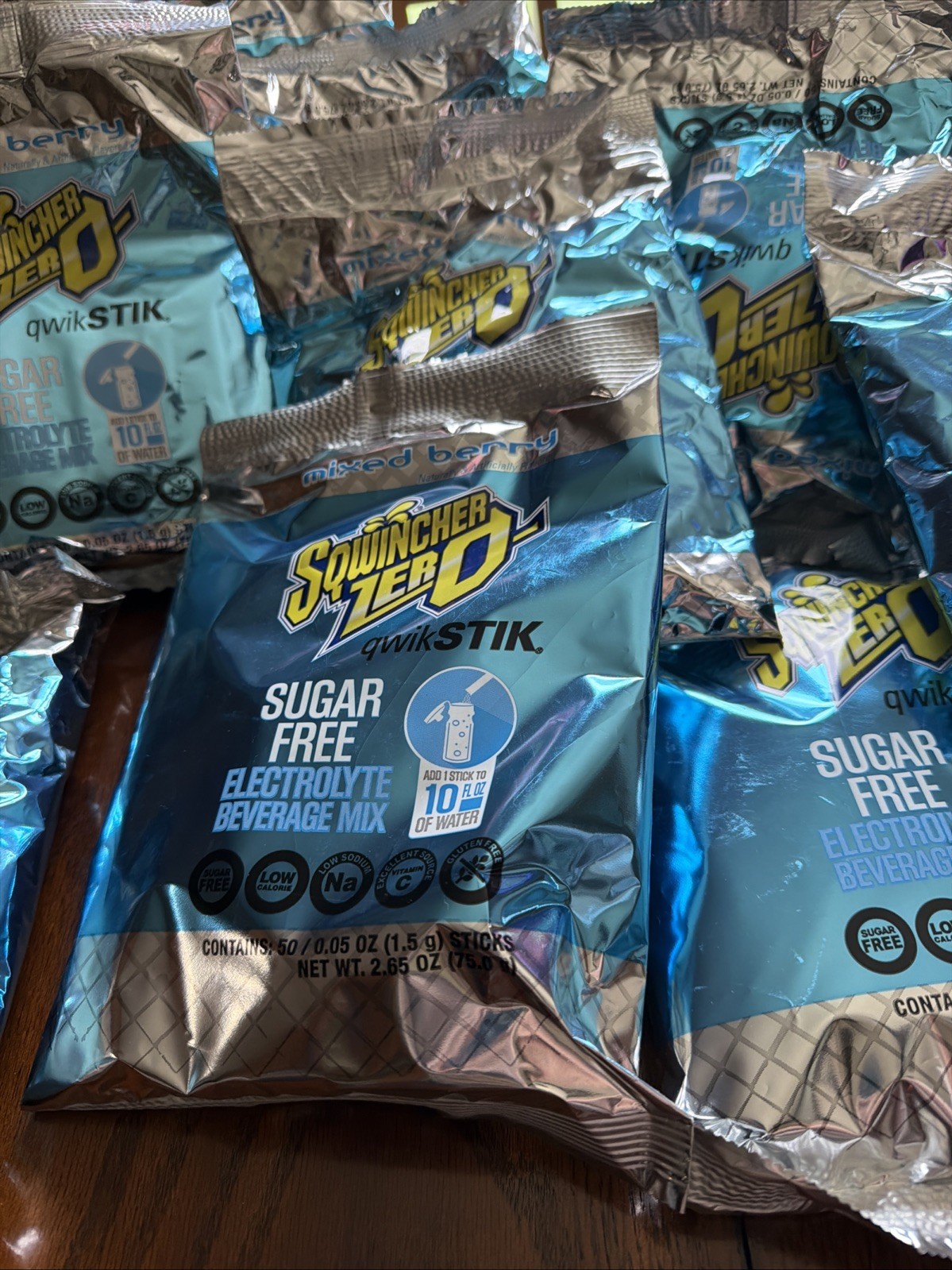 Sqwincher Zero Sugar Qwik Stick Blue Mixed Berry Flavor Electrolyte 50ct