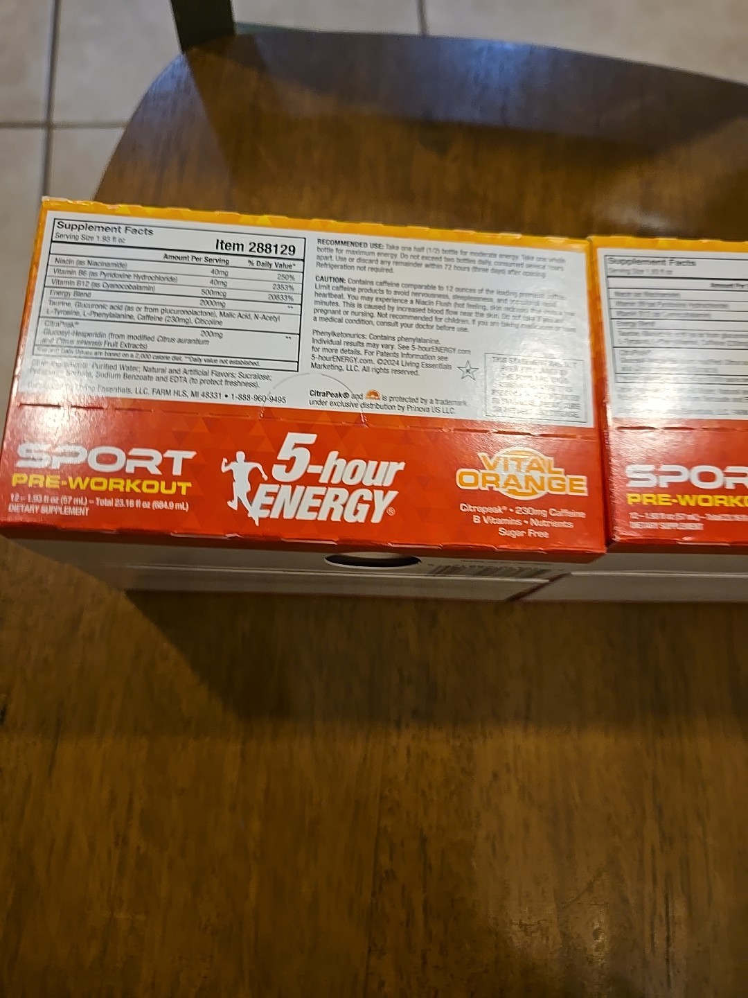 New Lot (2) x 5-Hour Energy Sport Pre-Workout Vital Orange 6-Pack Exp 10/30/2026