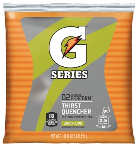 32 pack Gatorade 03969 21oz Lemon Lime Concentrated Powder Packets Makes 2.5 gal