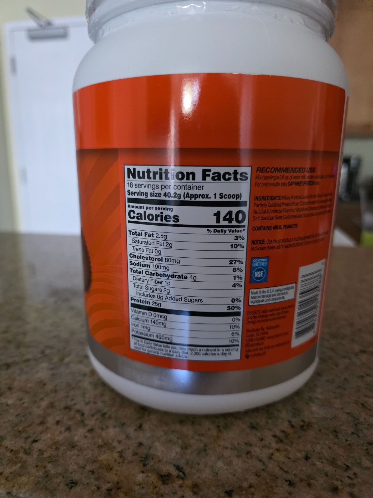 C4 Whey Protein Powder, Reese’s Peanut Butter Cup 25g of Protein exp 2/2028