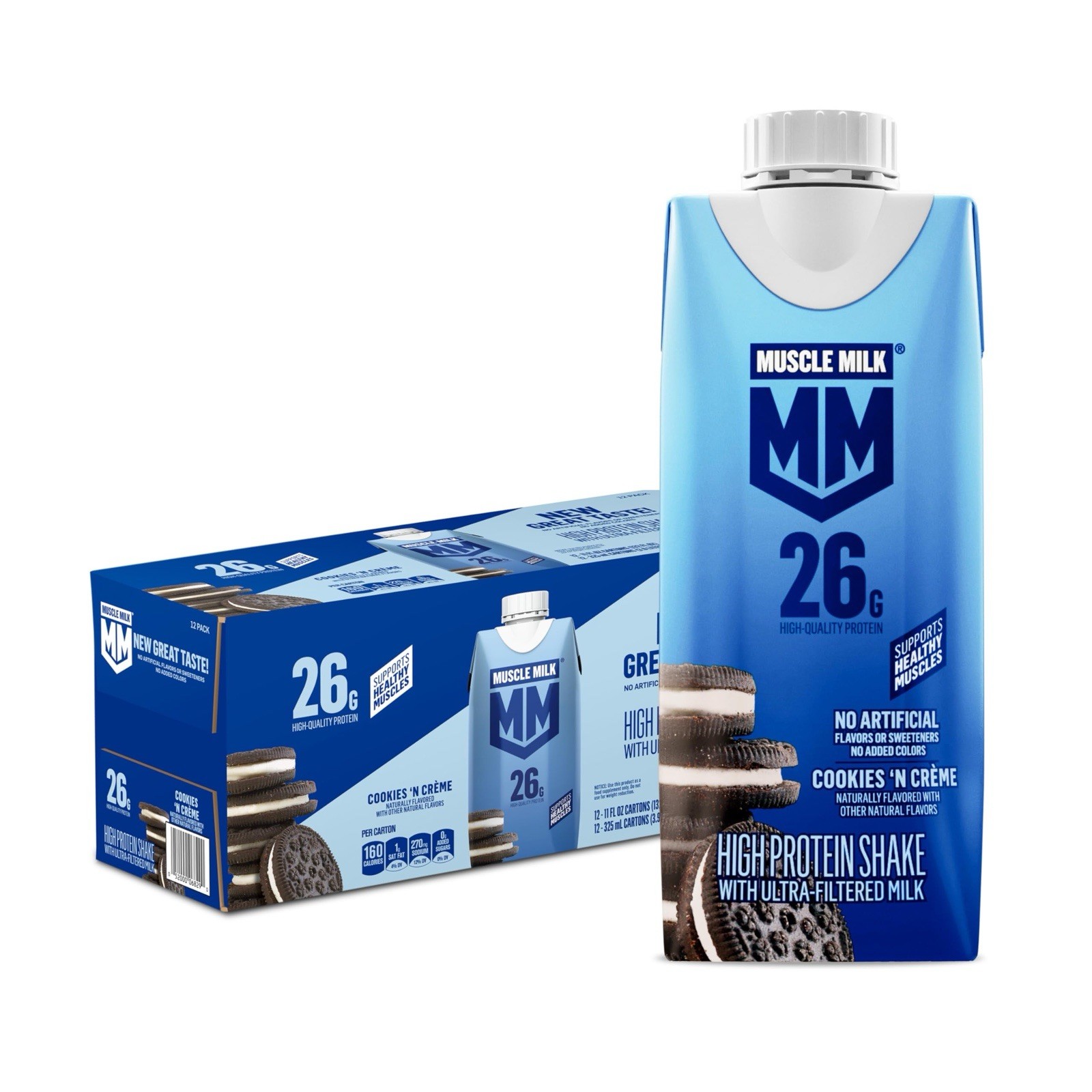 Muscle Milk High Protein Shake, Cookies ‘n Creme 🍪 11 fl oz (12 Pack)
