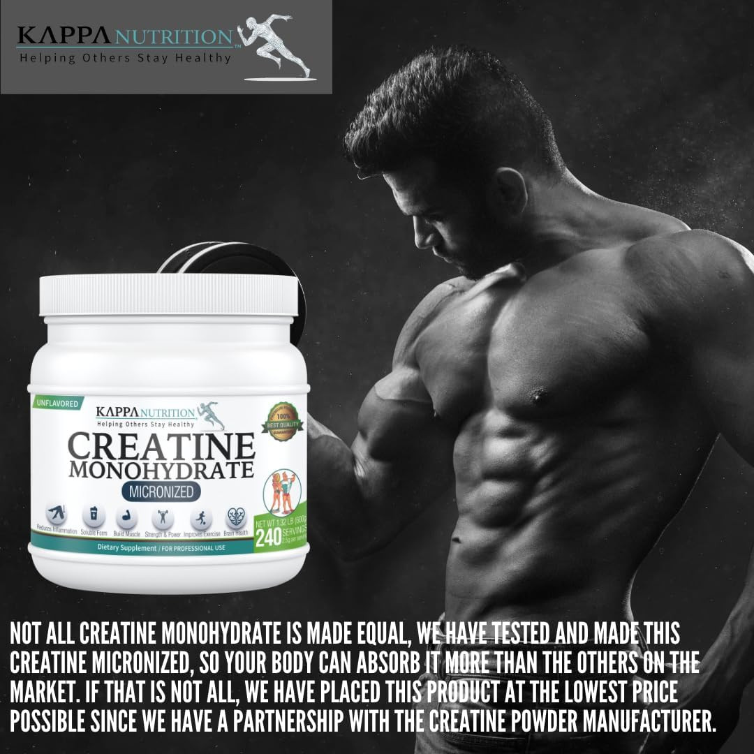 Creatine Monohydrate Powder, Pure Amino Acid Formula, Supports Muscle Strength,