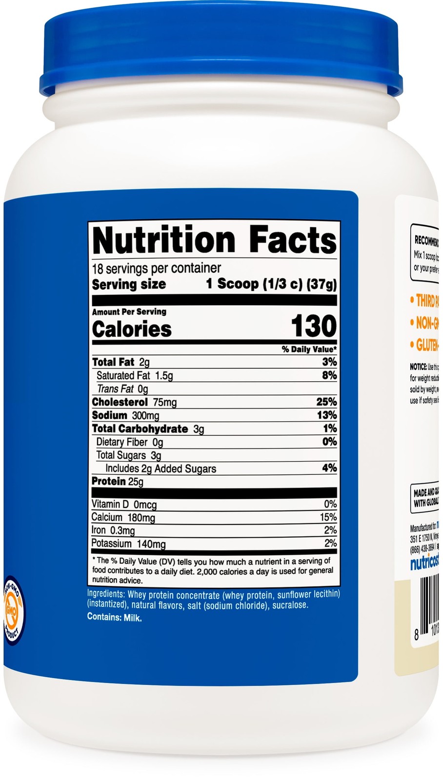 Whey Protein Concentrate (1.5 Pounds, Vanilla) – 25 Grams of Protein Powder per