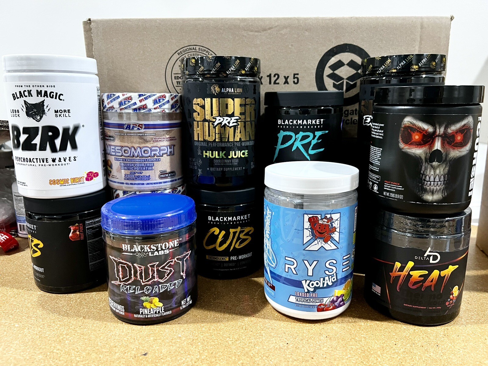 We Choose Pre Workout Alpha Lion Ryse Delta Ad Heat Black Market Labs