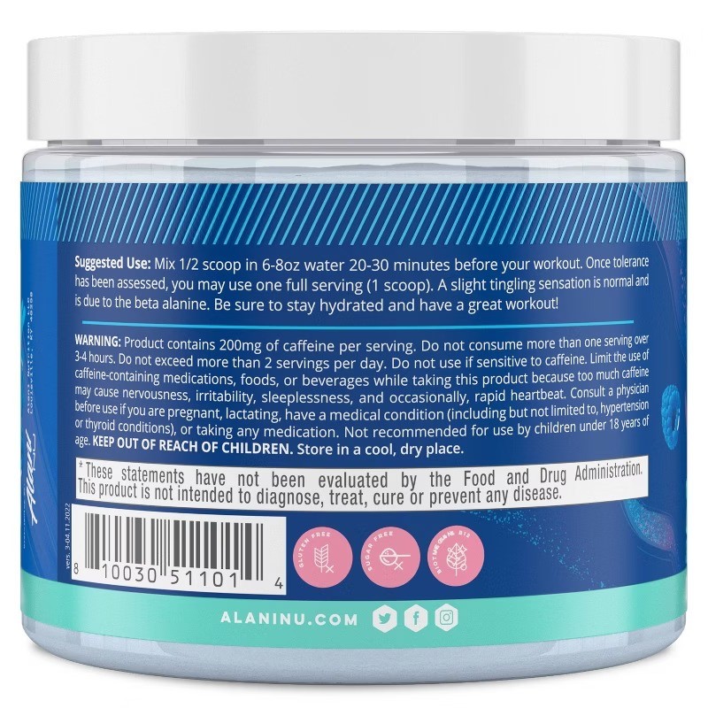 Nutrition Pre-Workout Energy Supplement Powder – Breezeberry – 6.8oz: With