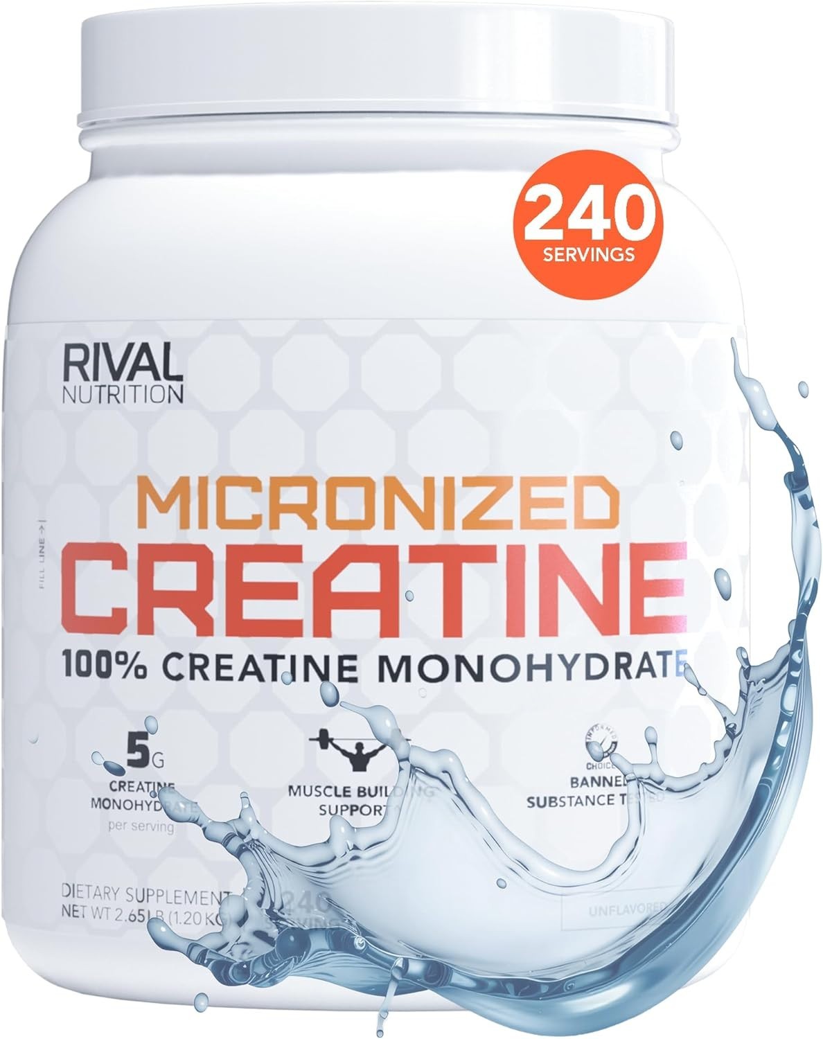 Unflavored Micronized Creatine Powder – 240 Servings for Athletic Performance