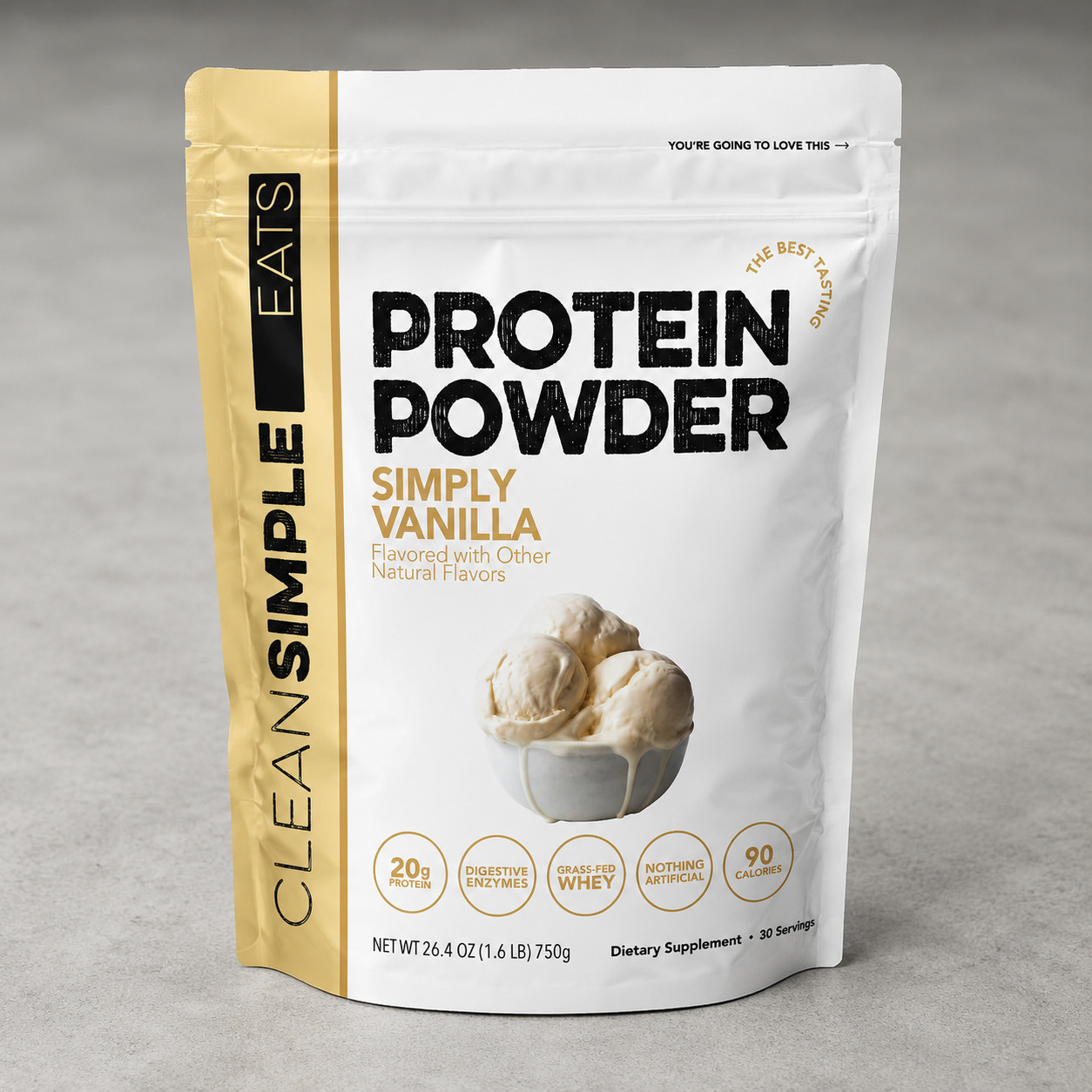 Clean Simple Eats Whey Protein Isolate Simply Vanilla 26.4oz Grass Fed 30 Serv