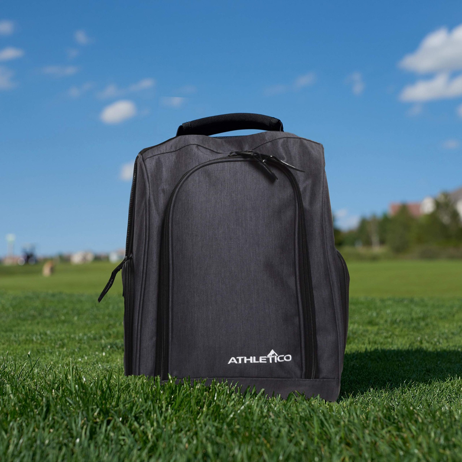 Athletico Golf Shoe Bag Zippered Carrier Ventilated Pocket Gray