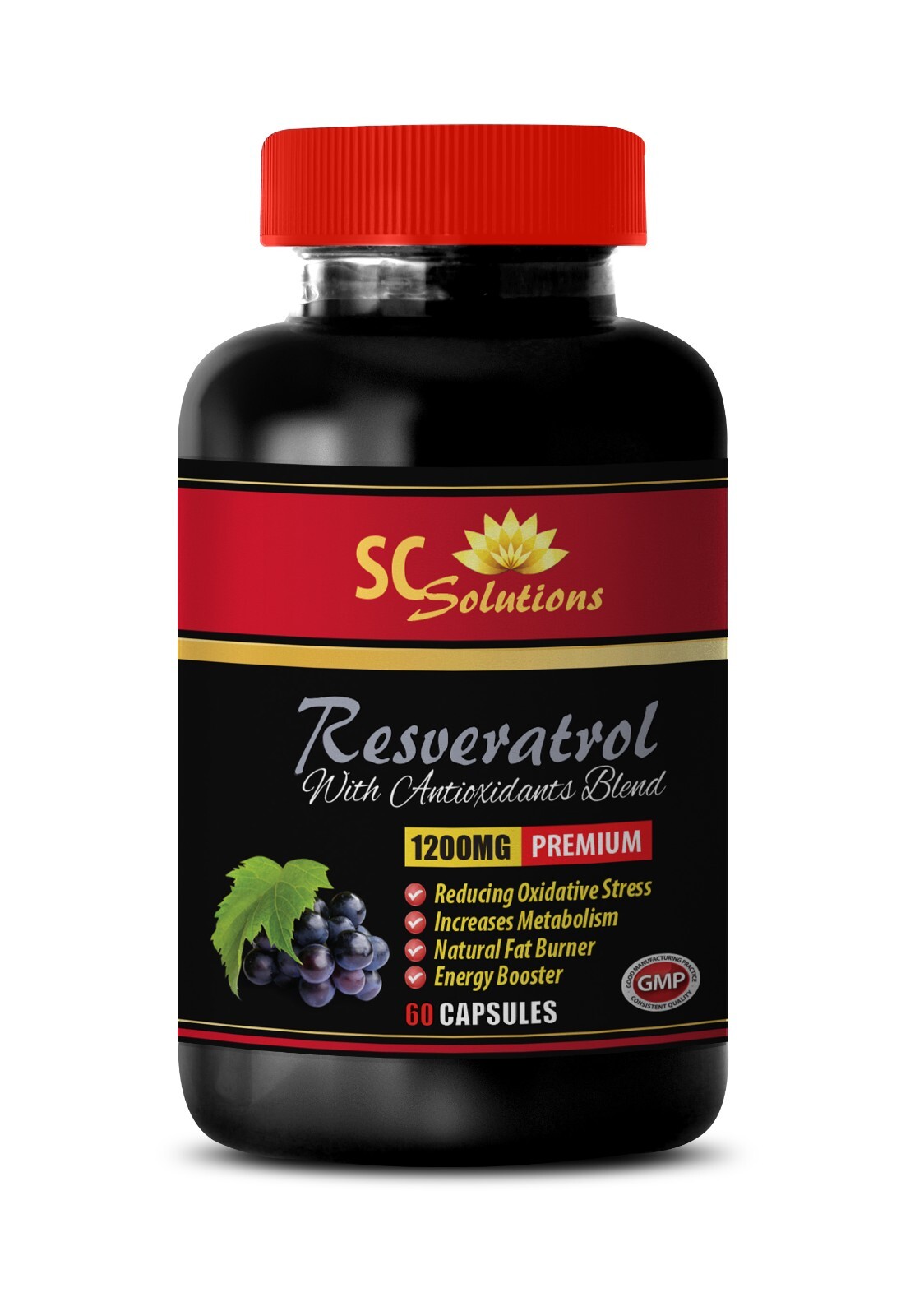 energy pills – PURE RESVERATROL 1200MG – natural antioxidant capsules – 1 Bottle