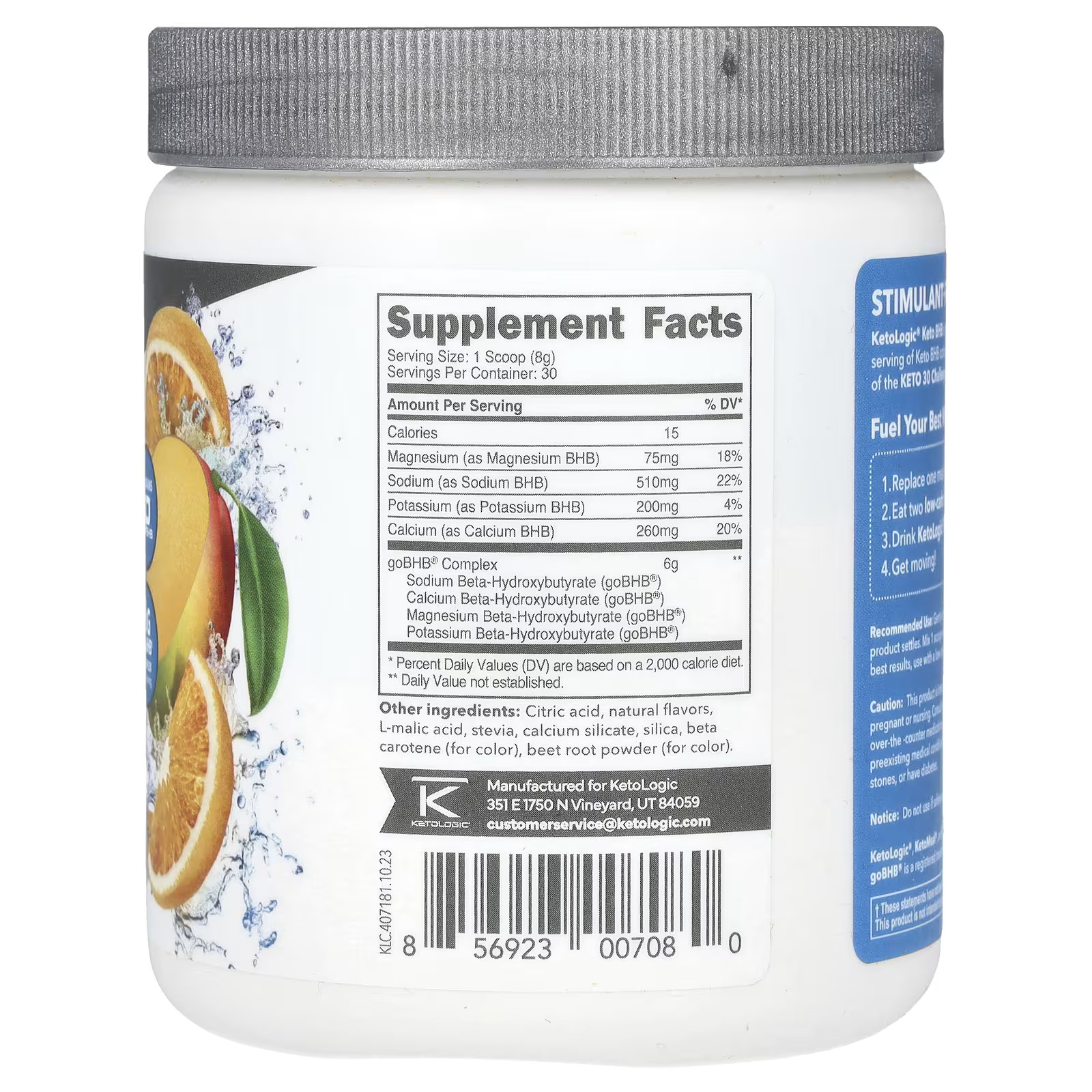 2 X KetoLogic, Keto BHB, Orange Mango, 8.9 oz (249 g)