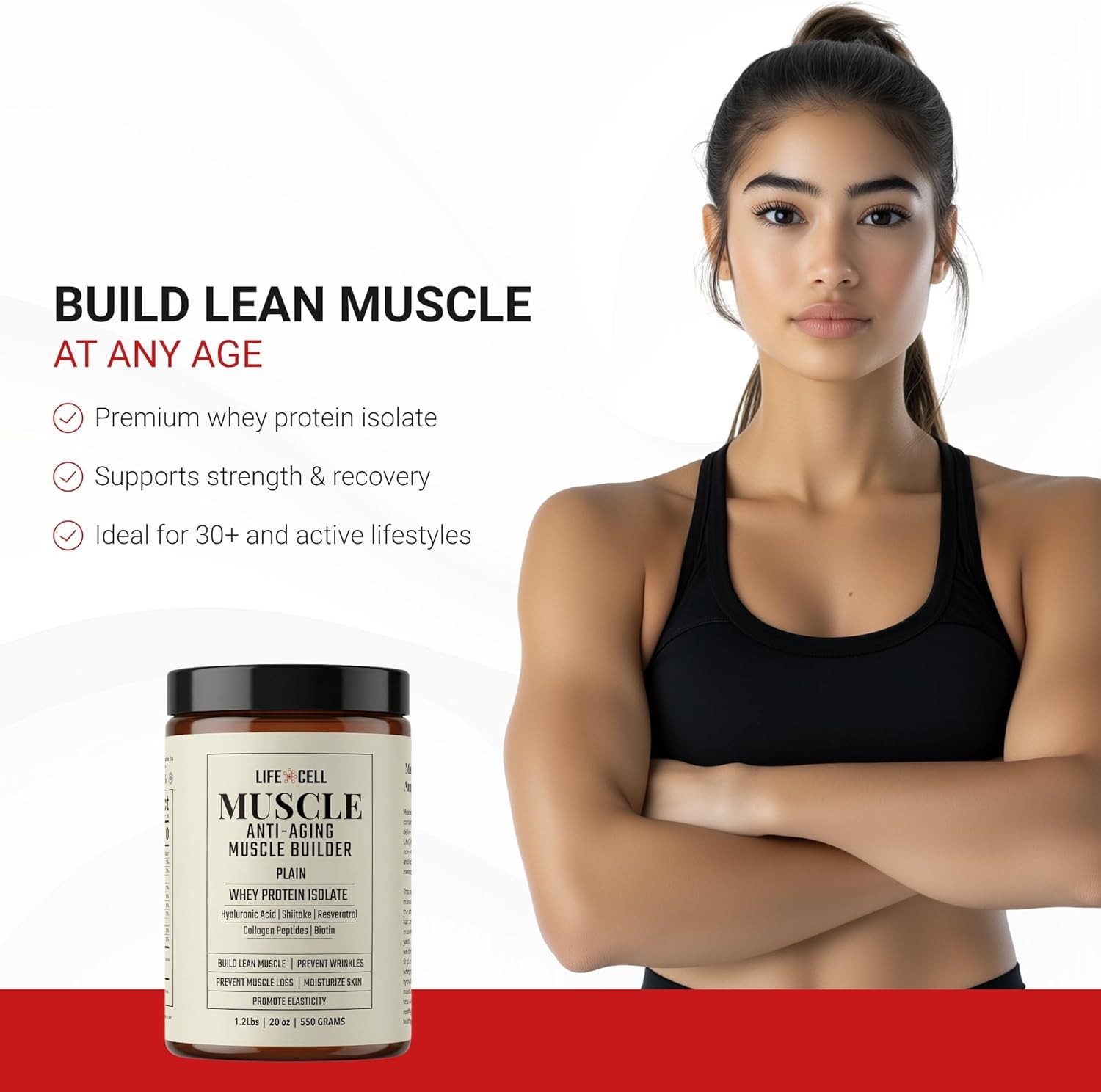 Whey Protein Powder Plain 550g Collagen Hyaluronic Acid No Sugar Added