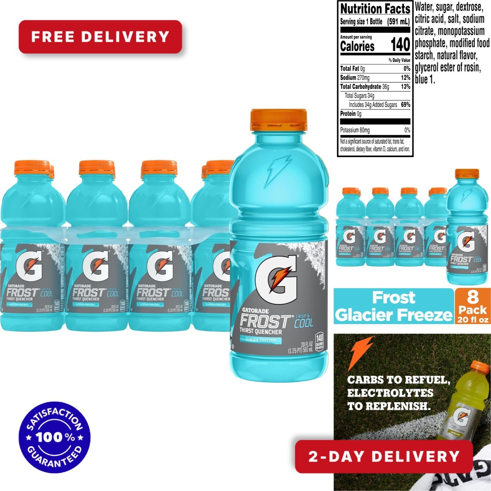 Gatorade Thirst Quencher Glacier Freeze 20 Fl Oz (Pack of 8)