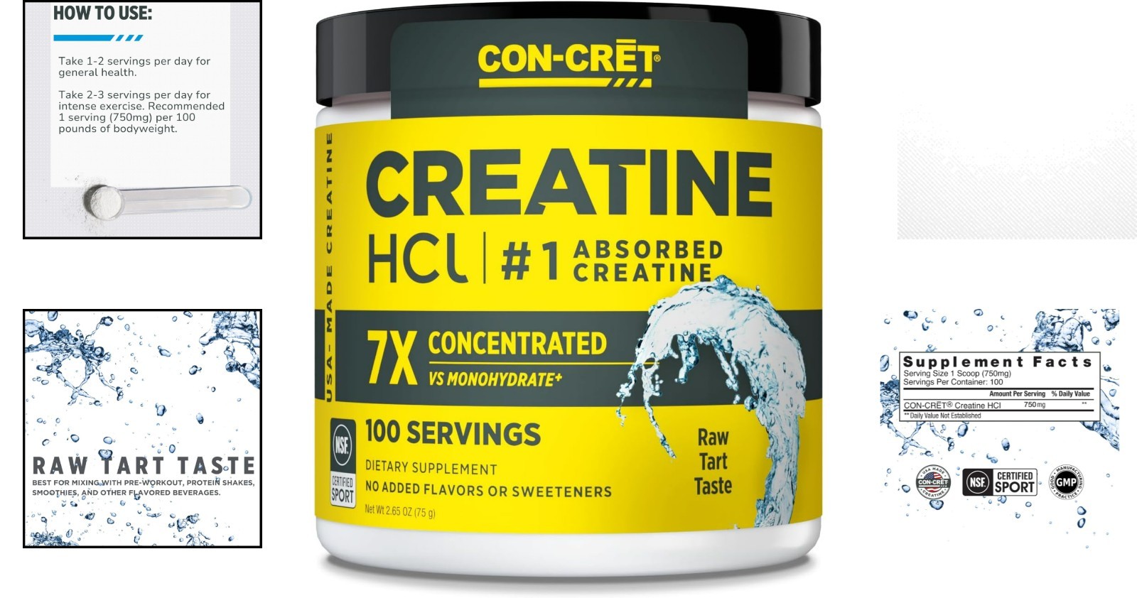 Unflavored Creatine HCl Powder, 100 Servings – Zero Cramps, Optimal Energy Boost