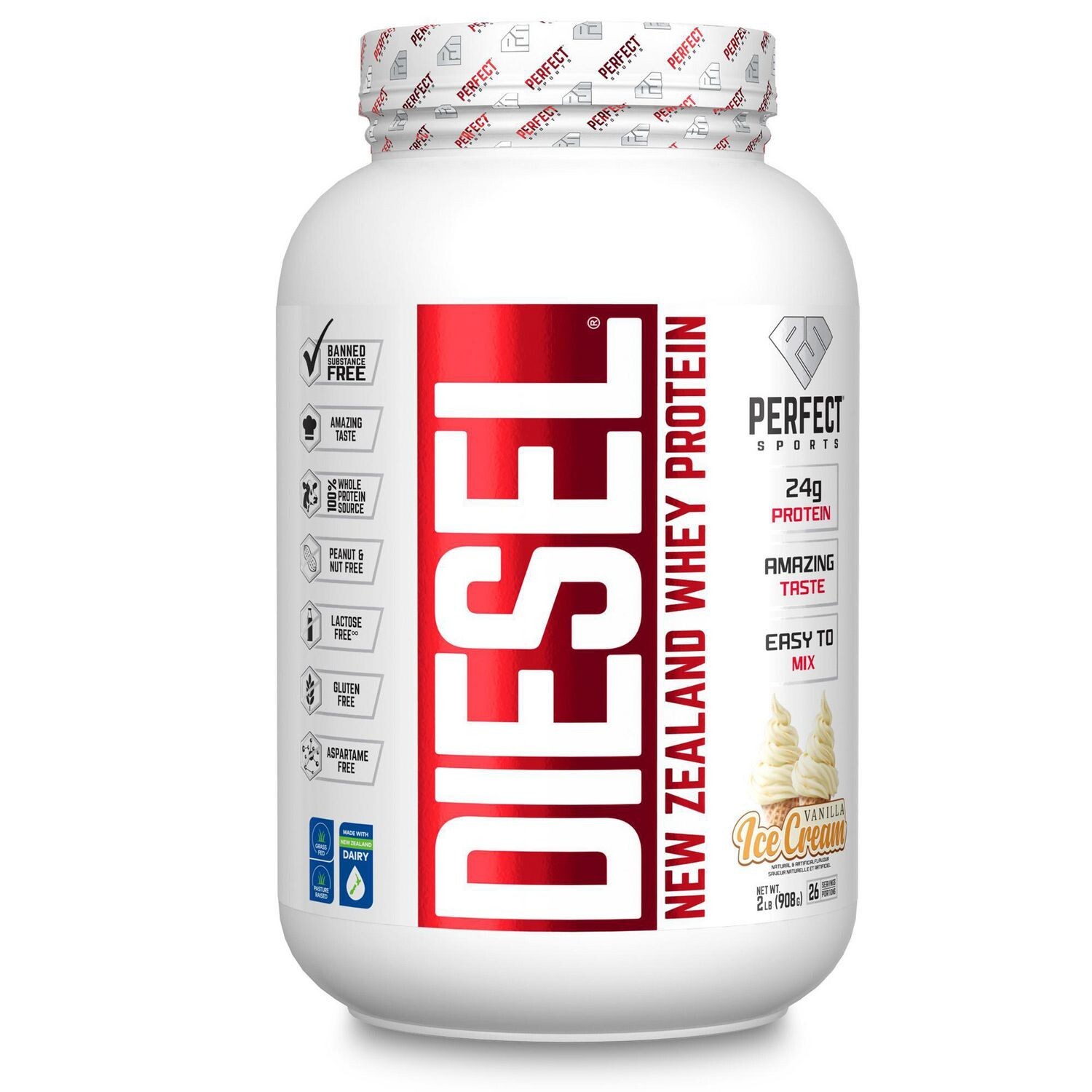 AiWawa CA, PERFECT Sports Whey Protein Powder 2 lbs (908 g) 26 Servings