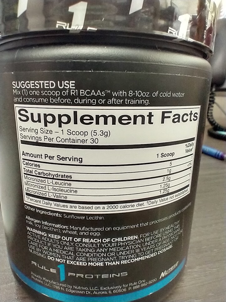2 Pack Rule 1 BCAA 30 Serv 2:1:1 Pineapple Blast & Unflavored Amino Acid
