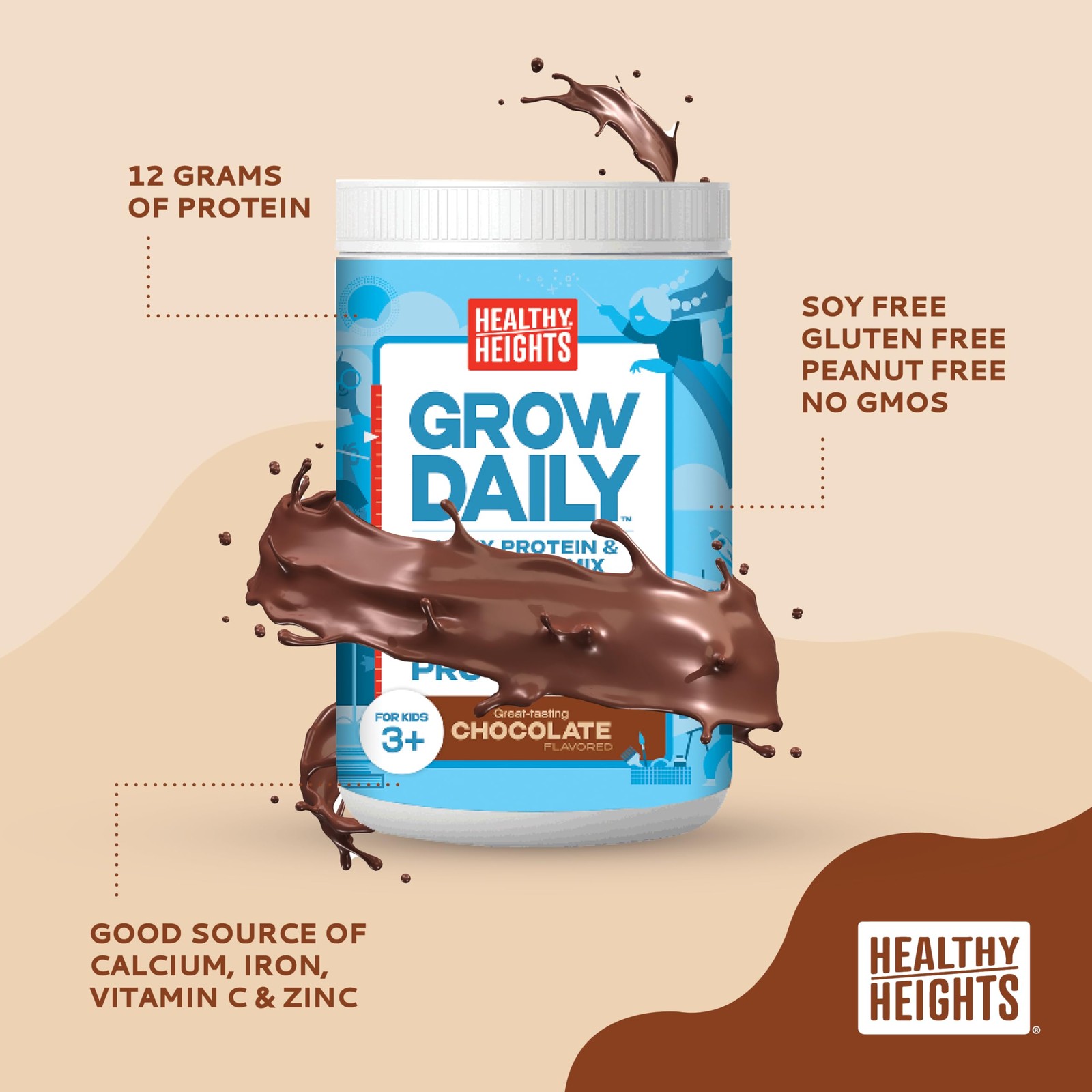 Healthy Heights Grow Daily Kids Protein Drink Mix (Chocolate) – High Protein …