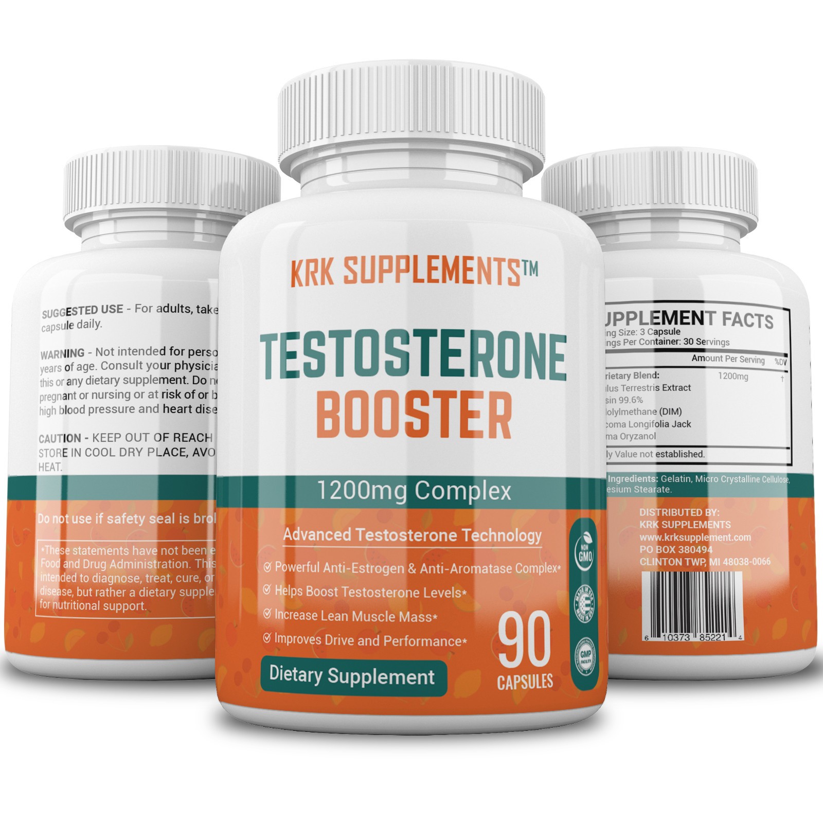 Nitric Oxide Complex 3500mg Testosterone Booster 1200mg Combo Stack