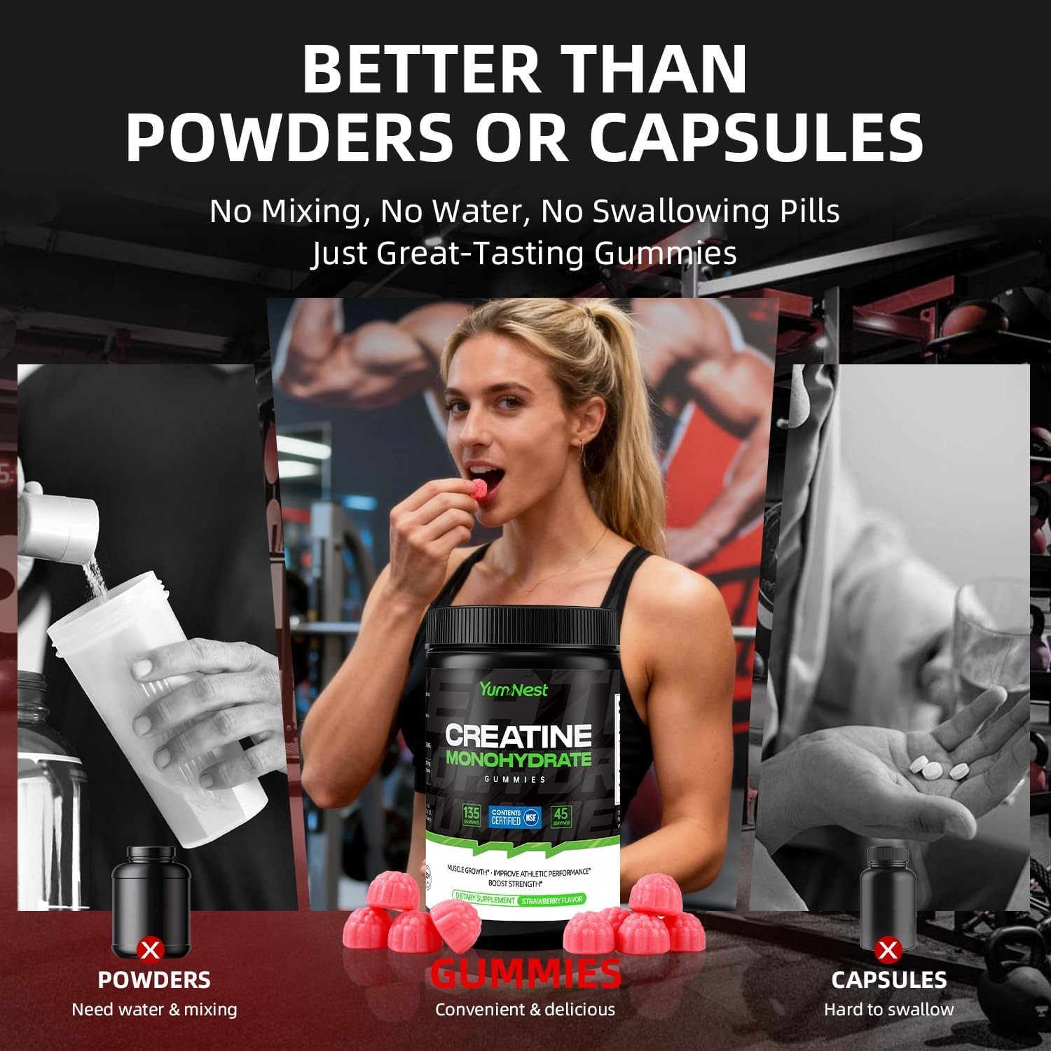 Creatine Gummies NSF Certified for Men & Women, 5000 MG Creatine Monohydrate Gum