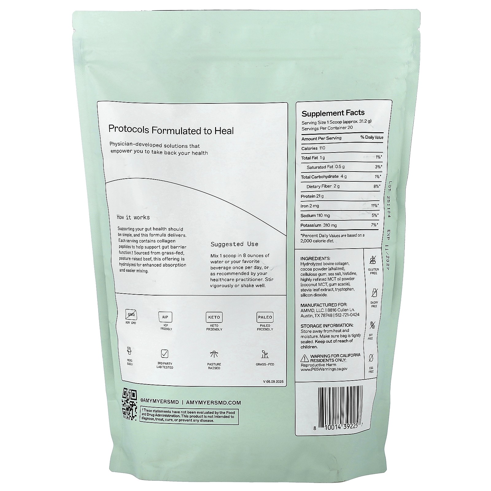 Paleo Protein, Double Chocolate, 22.01 oz (624 g)