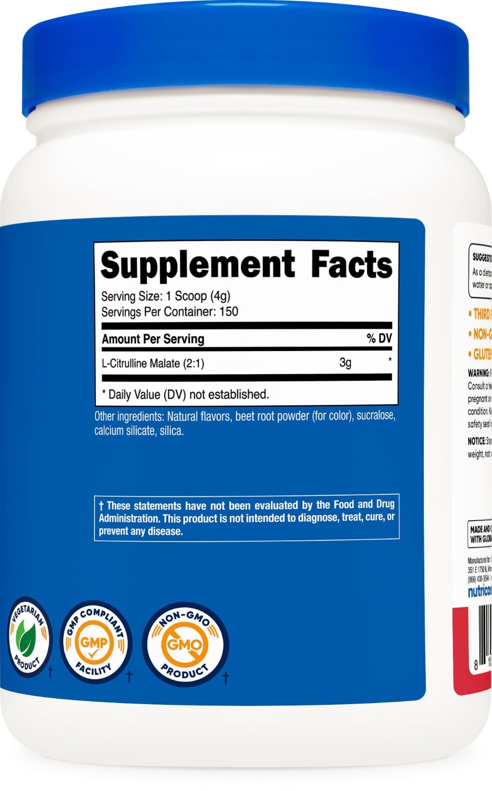 L-Citrulline Malate 2:1 Powder – 600g Strawberry Kiwi Flavor – Muscle Recovery &