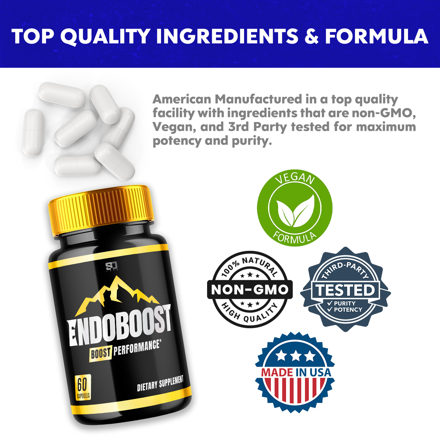 (5 Pack) Endoboost Men Supplement , Endo Boost Male Health Pills (300 Capsules)